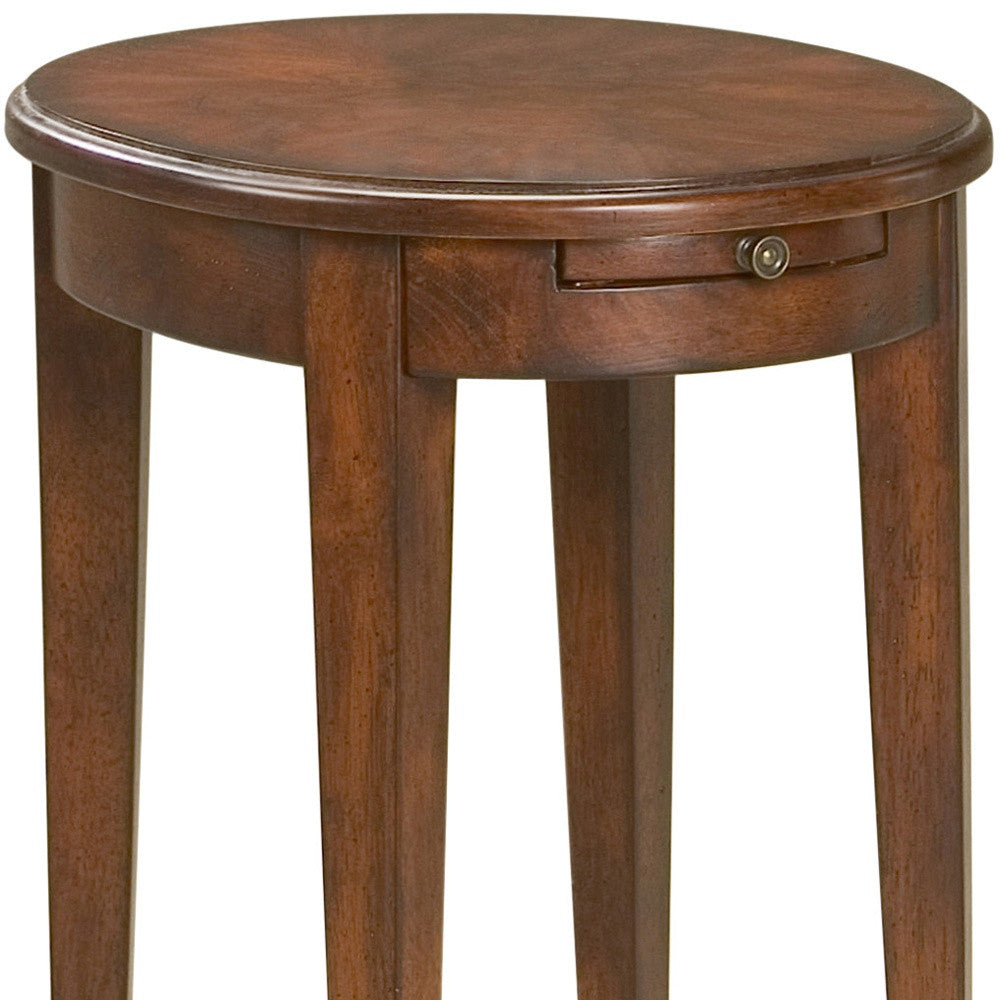 26" Dark Brown And Cherry Manufactured Wood Oval End Table With Shelf-4