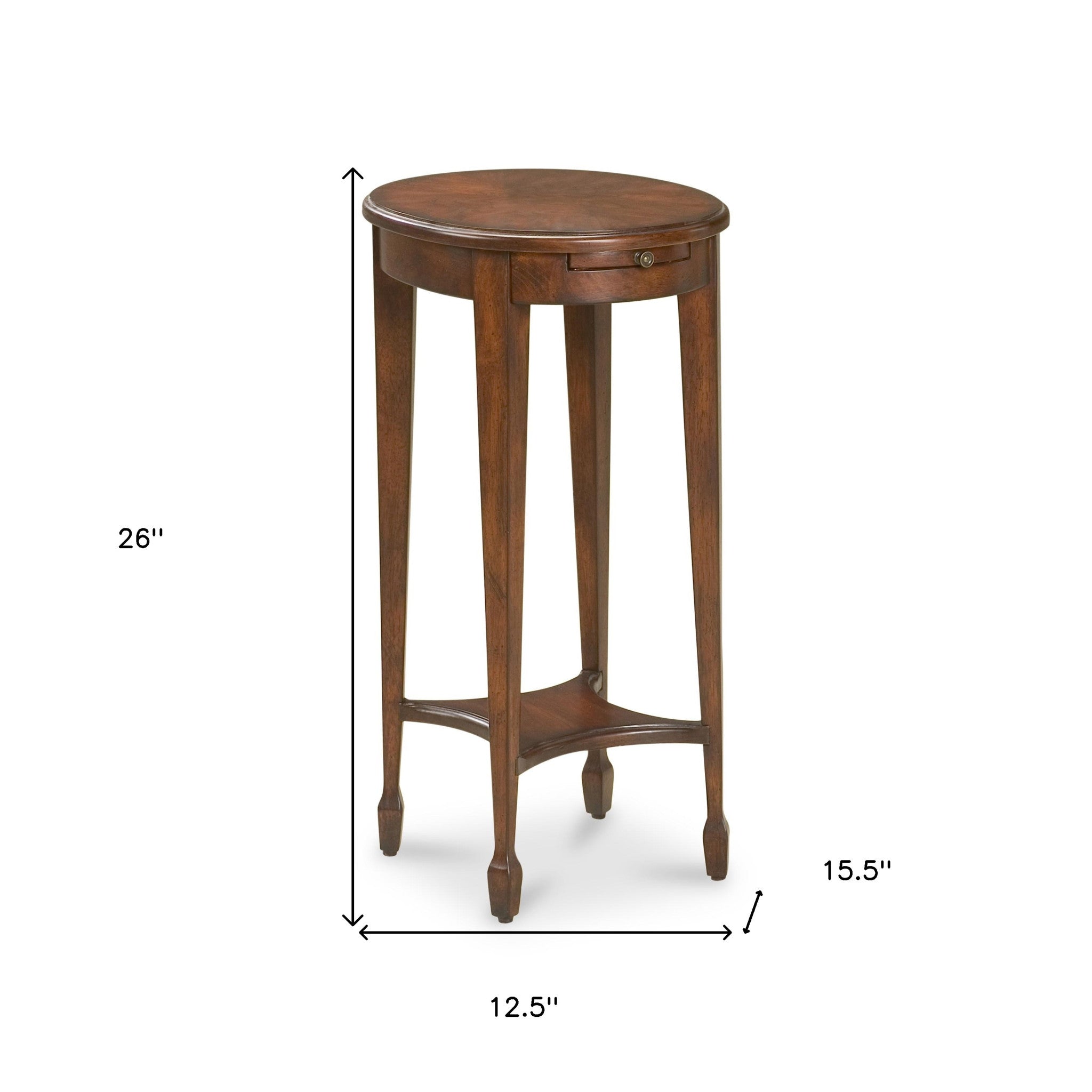 26" Dark Brown And Cherry Manufactured Wood Oval End Table With Shelf-7