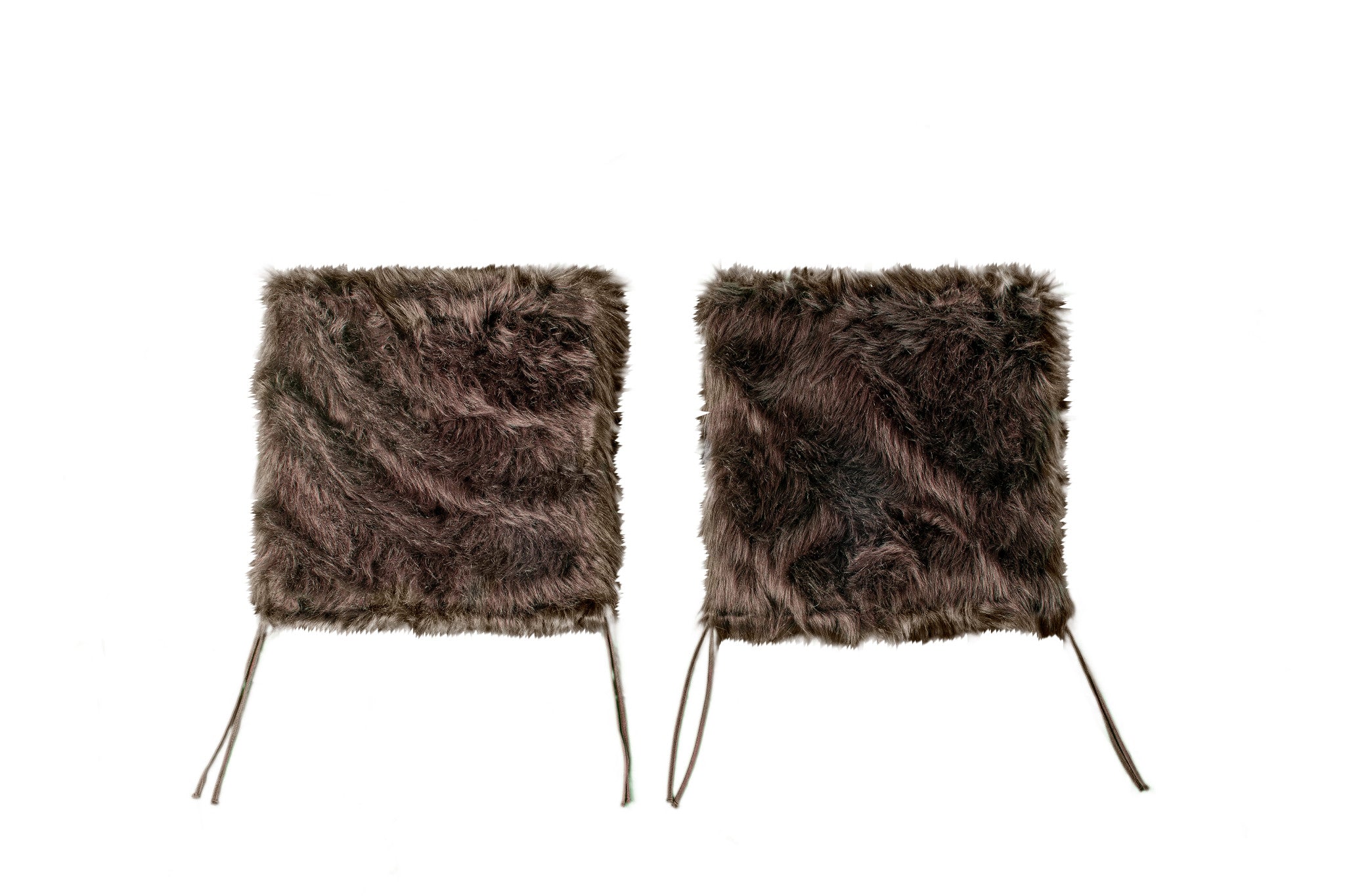 Set of Two 17" Chocolate Faux Fur Dining Chair Pads-1