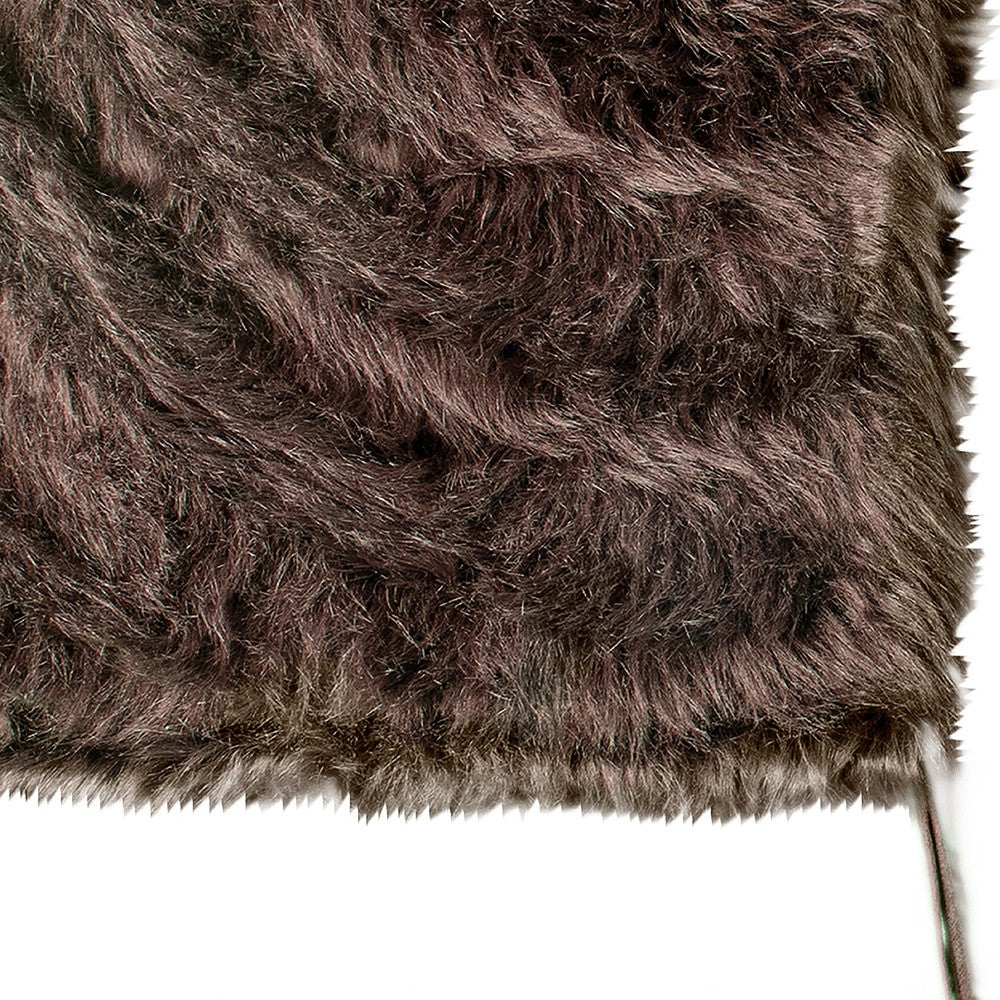 Set of Two 17" Chocolate Faux Fur Dining Chair Pads-2