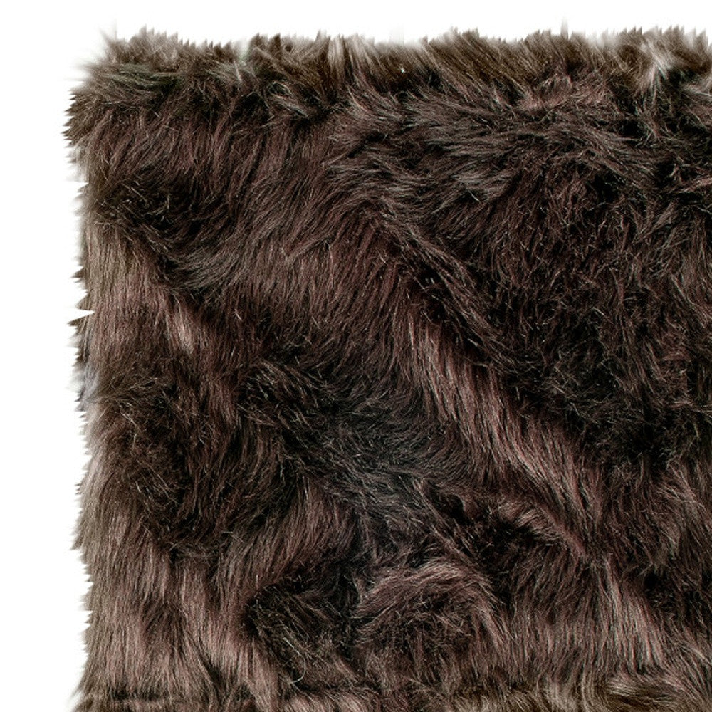 Set of Two 17" Chocolate Faux Fur Dining Chair Pads-3