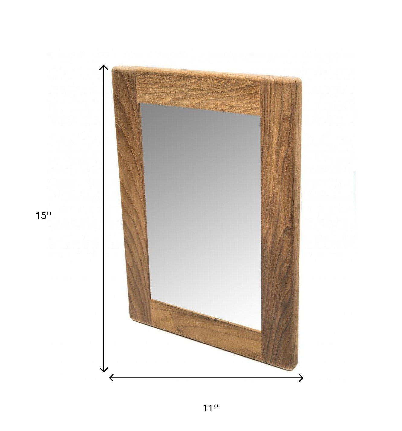 15" Brown Accent Solid Wood Mirror-5