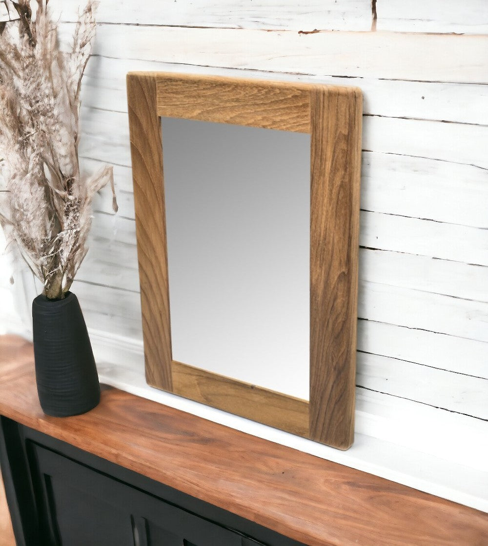 15" Brown Accent Solid Wood Mirror-1