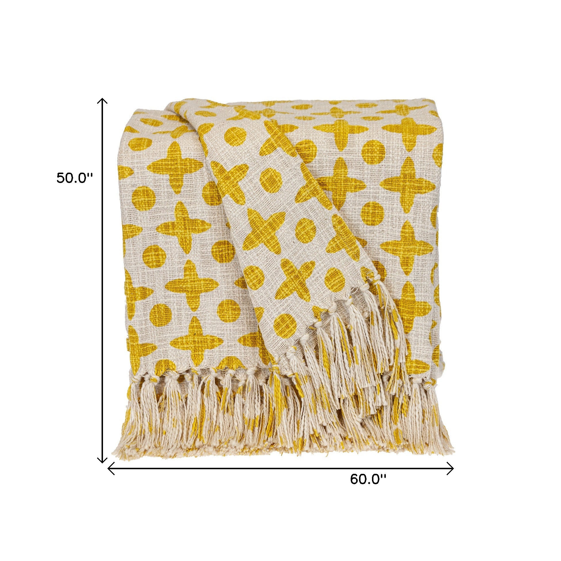 Yellow Woven Cotton Abstract Throw Blanket-7