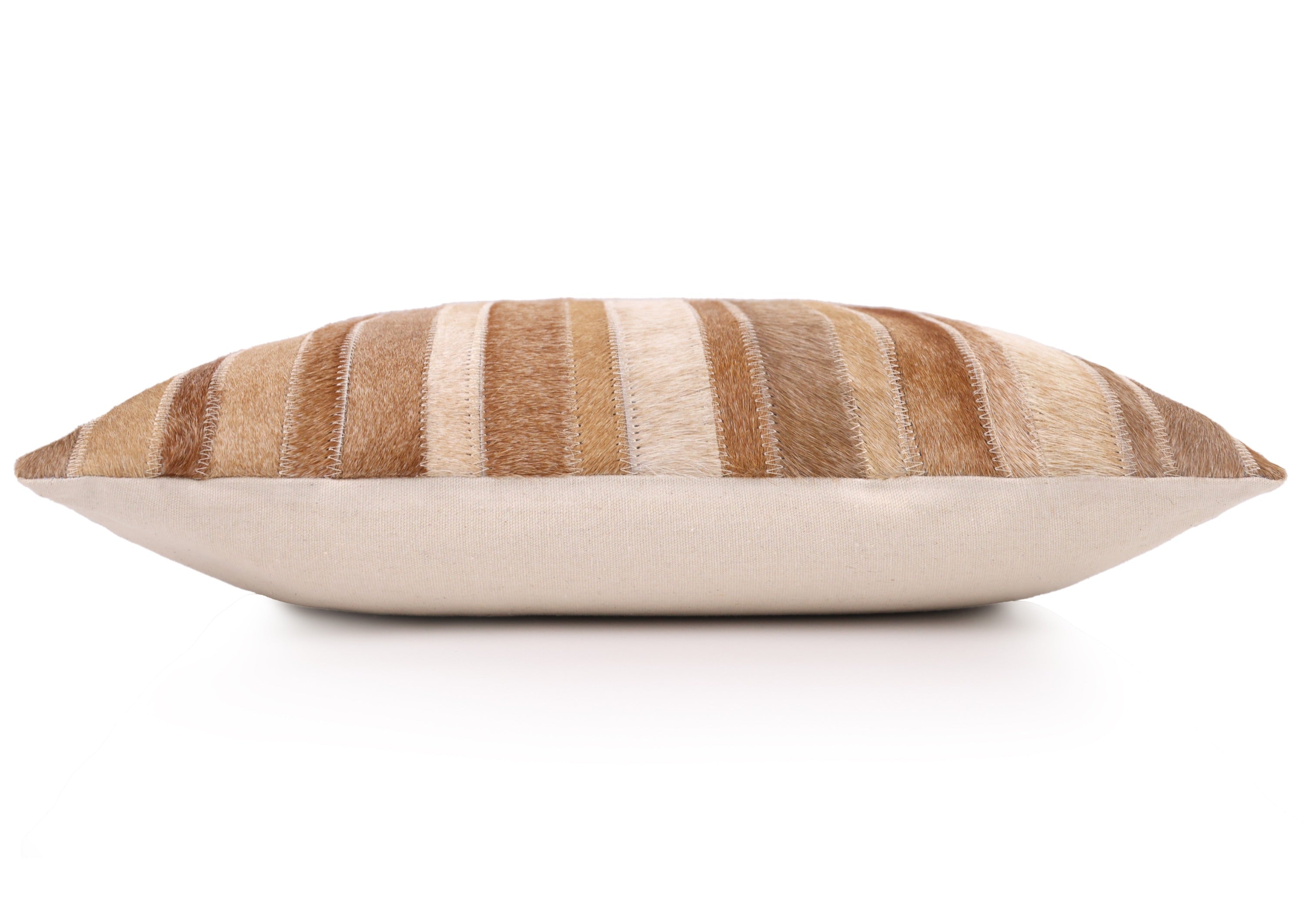 Handmade Cowhide Leather Patchwork Pillow 18x18 Inch | Real Hair-On Hide with Linen Back