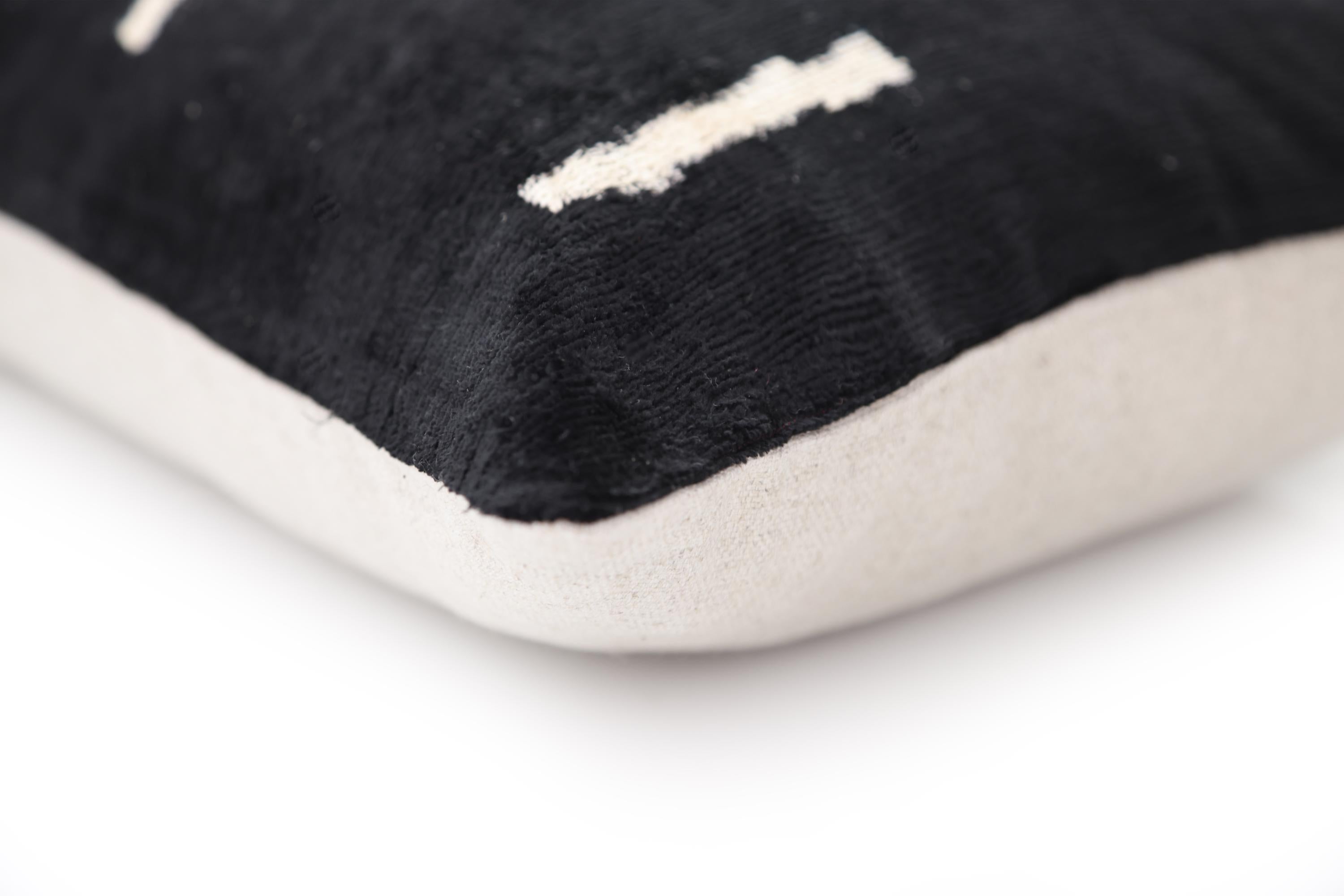 Handmade Black Silk Velvet Pillow 20x20 – Minimalist Modern Designer Cushion