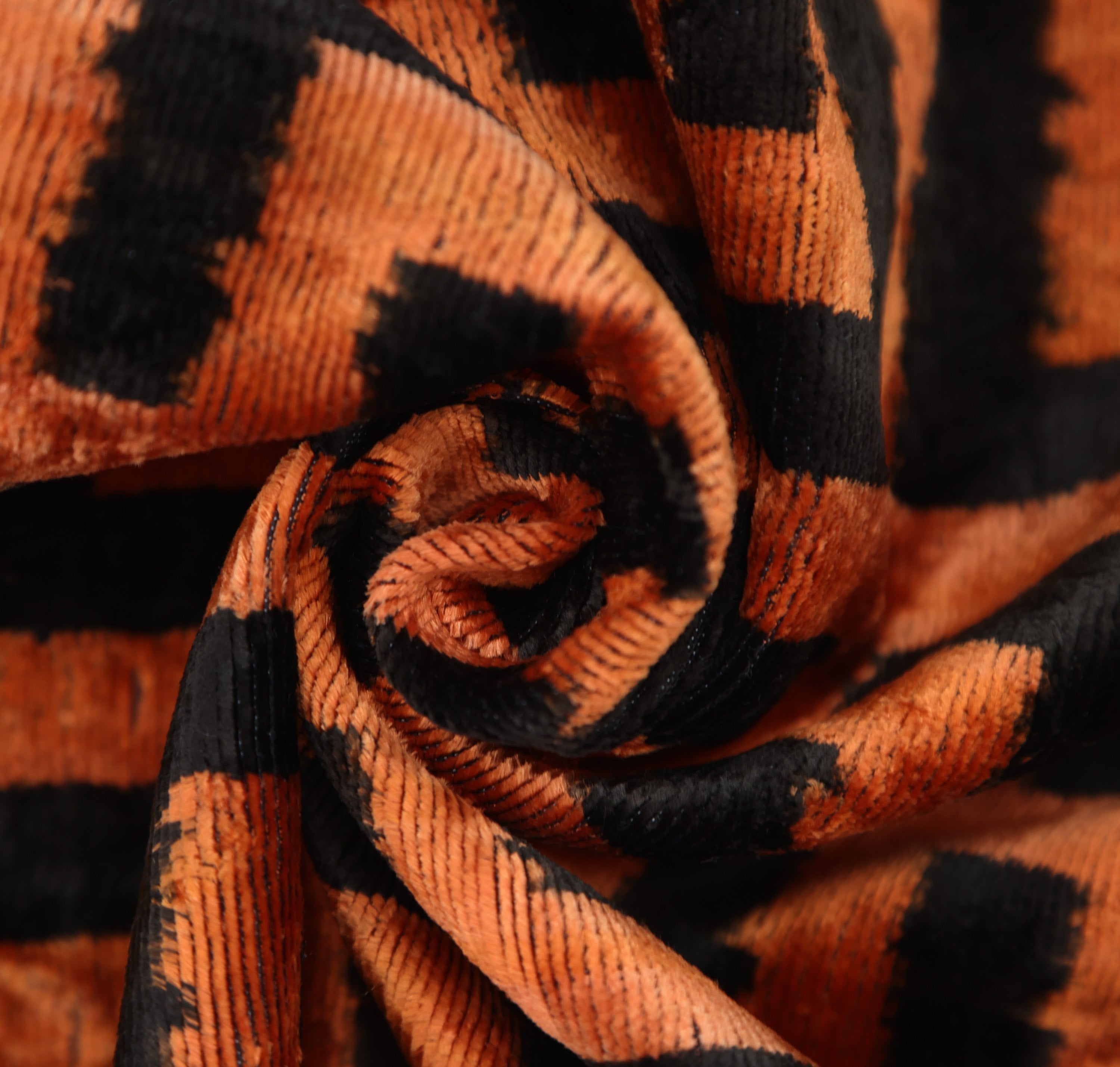 Burnt Orange Geometric Silk Velvet Pillow – 16x16 Handmade Luxury Cushion