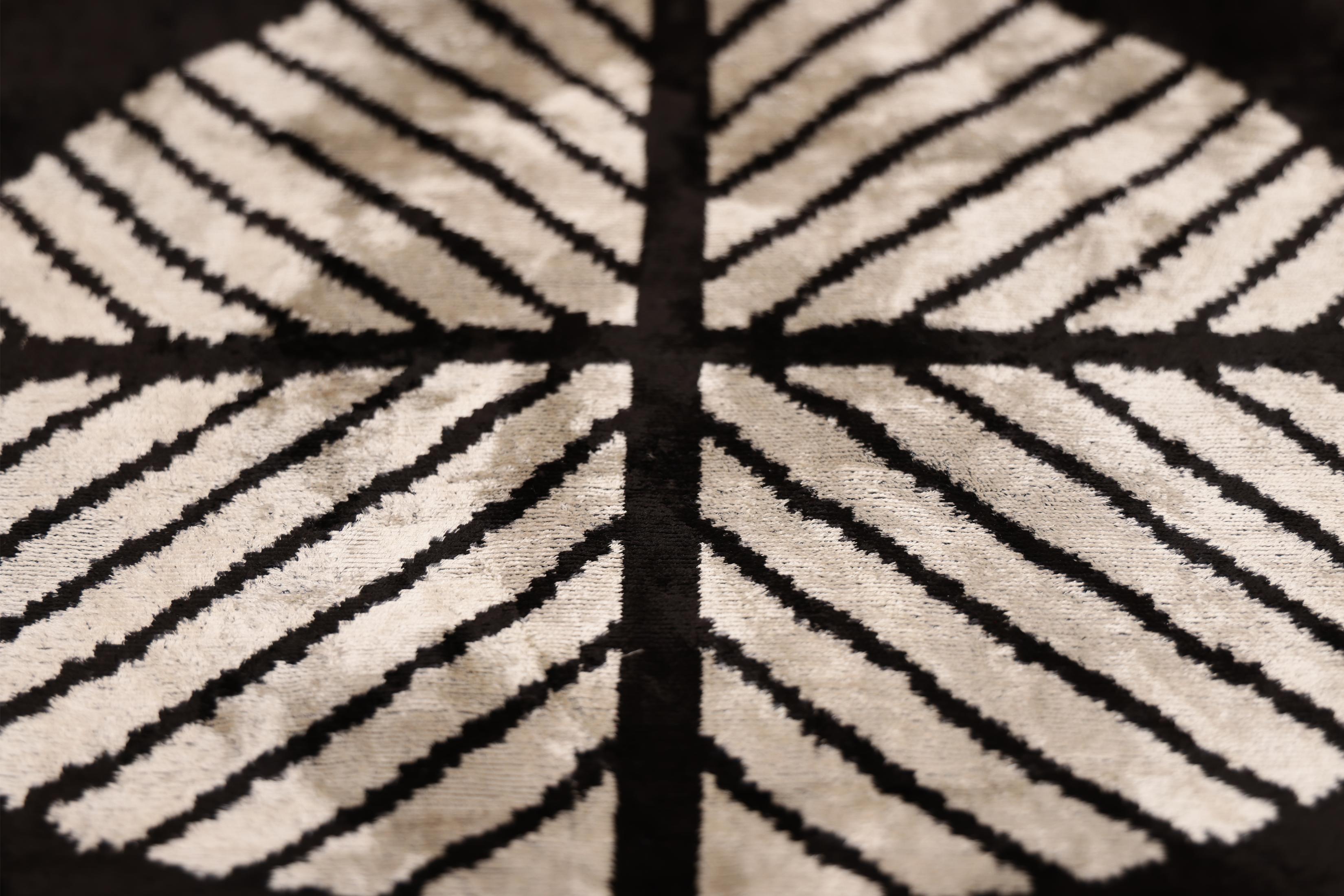 Black & Ivory Chevron Silk Velvet Pillow 16x16 Handmade Luxury Cushion