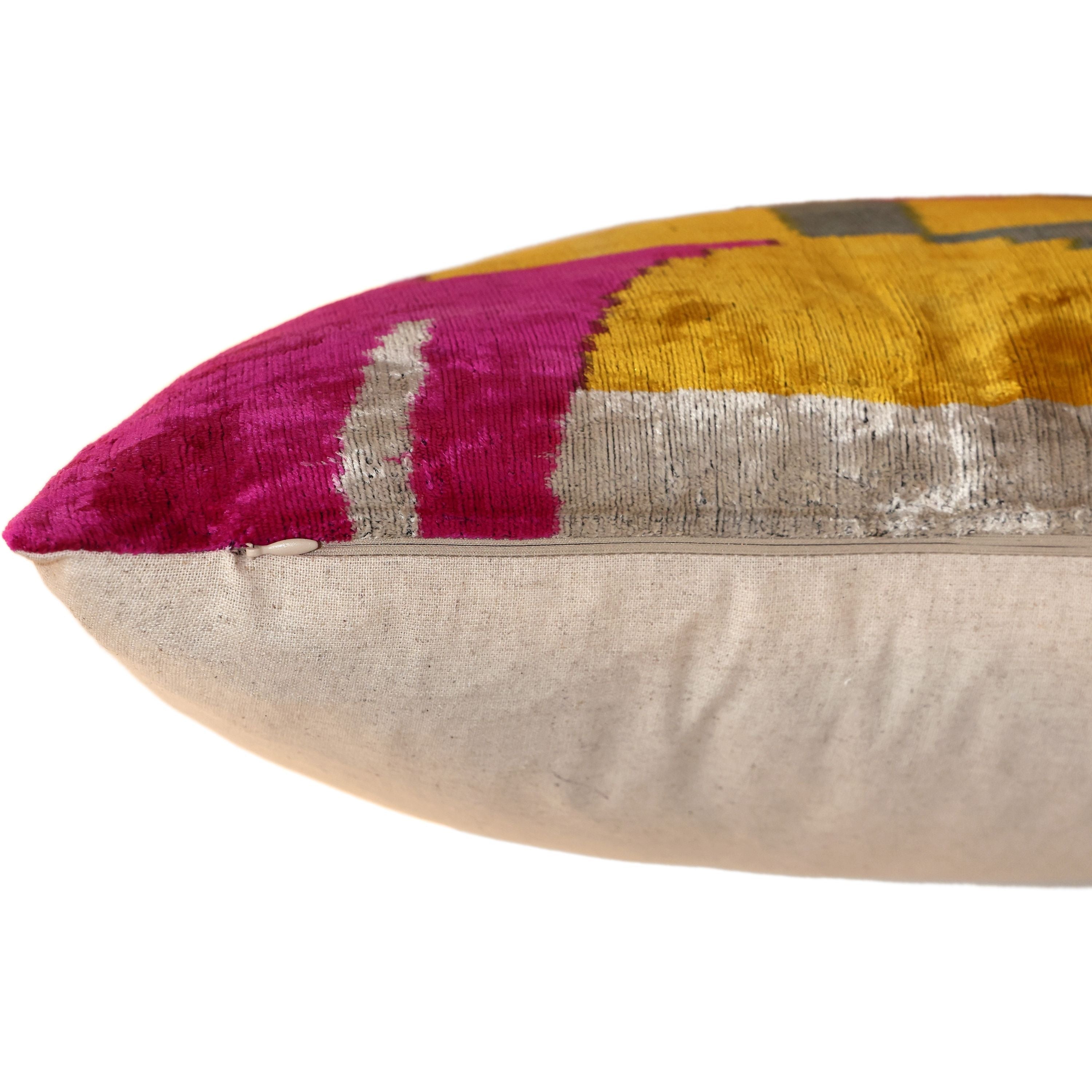 Abstract Silk Velvet Pillow 20x20 in Handmade Geometric Luxury Accent Cushion