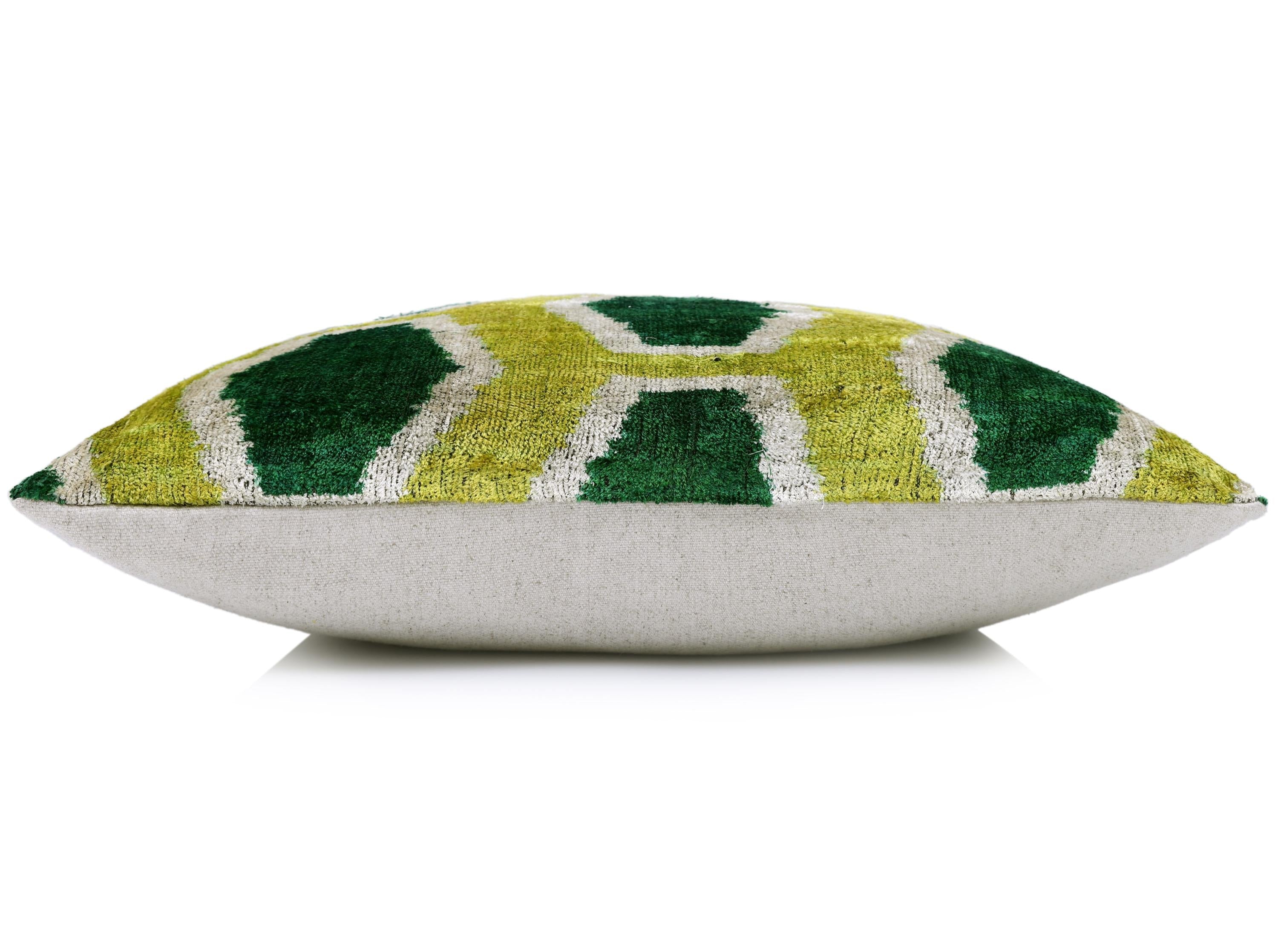 The Lime & Emerald Honeycomb Silk Velvet Pillow - 20" x 20"