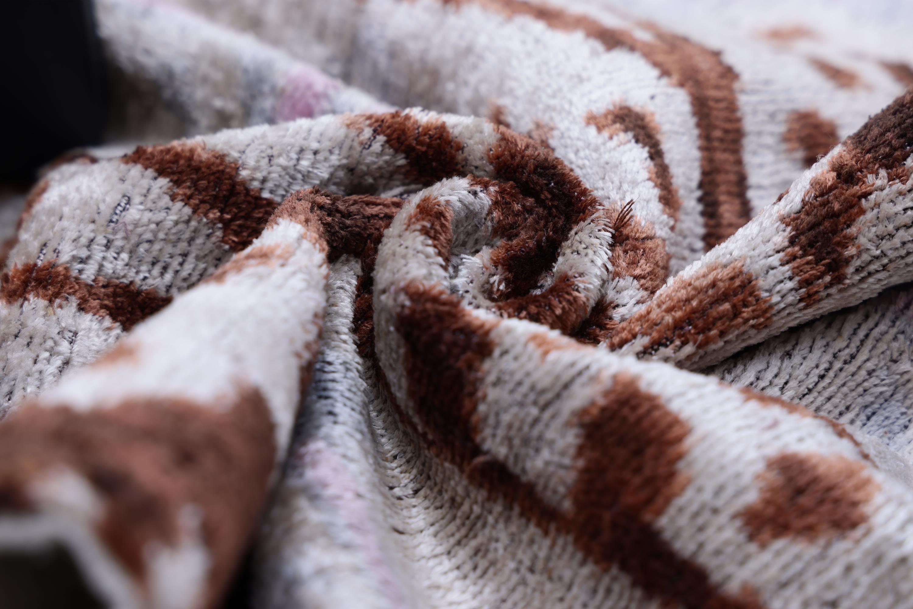 The Rust & Icy Lilac Vertical Ikat Silk Velvet Pillow - 20" x 20"