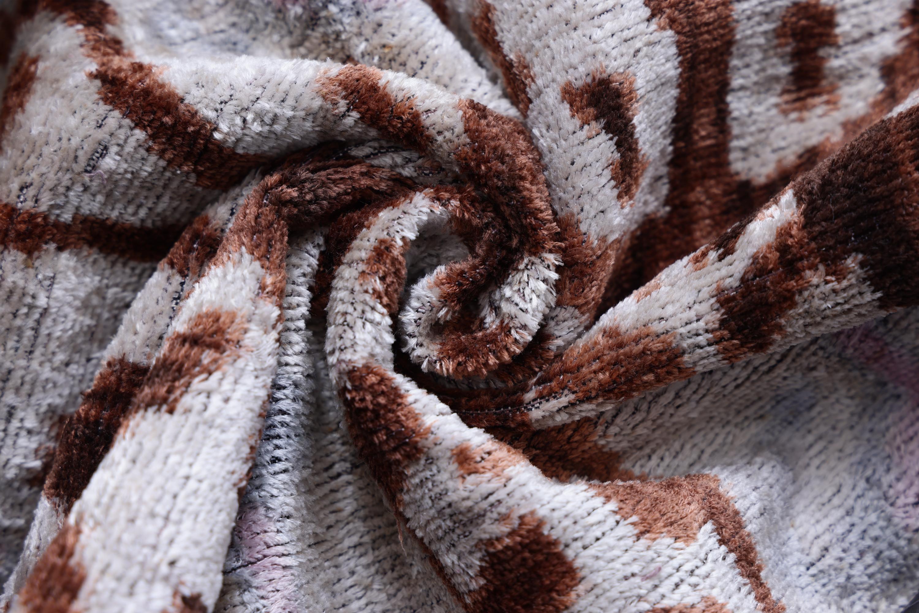 The Rust & Icy Lilac Vertical Ikat Silk Velvet Pillow - 20" x 20"