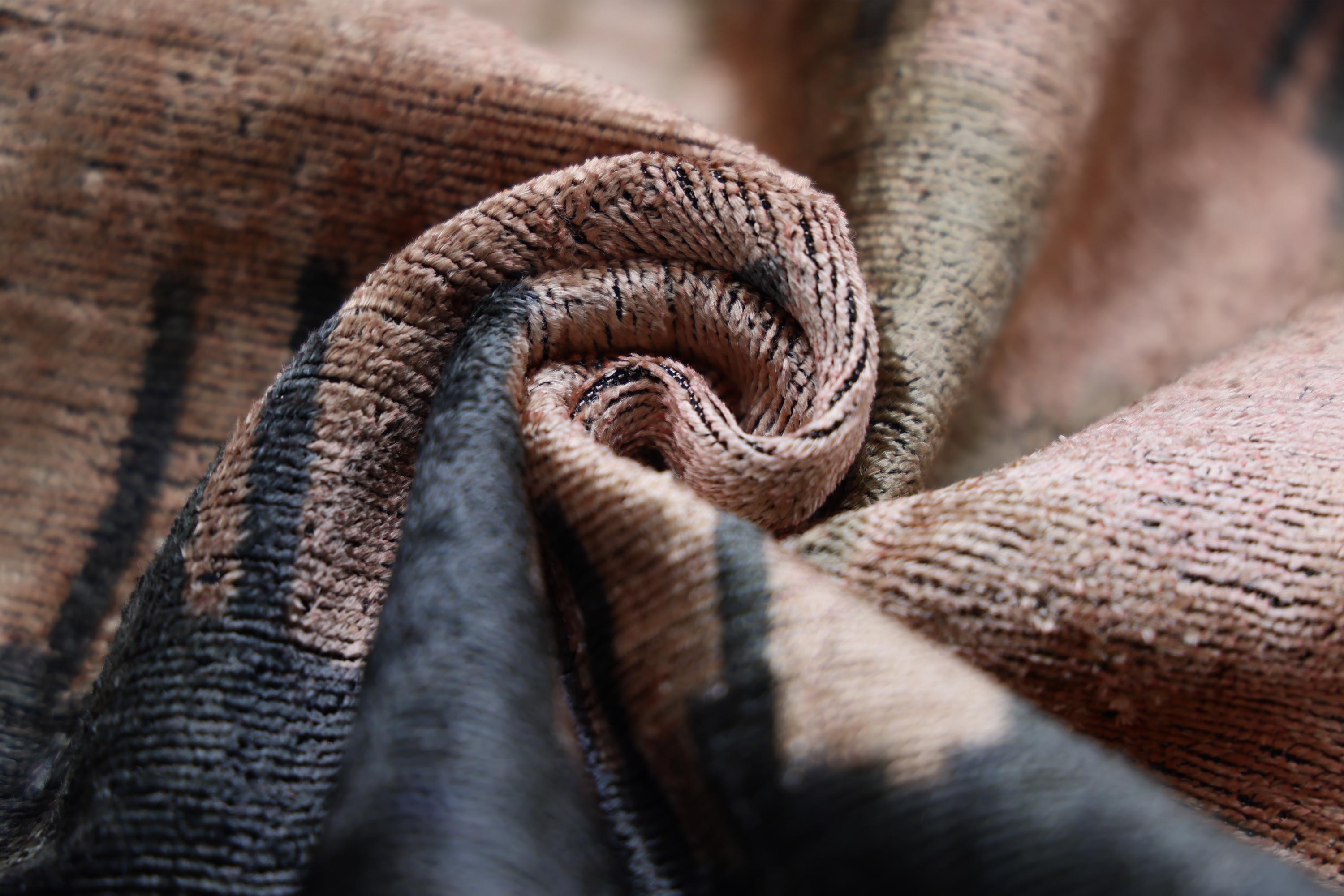 The Abstract Landscape Painterly Silk Velvet Pillow - Dusty Rose & Charcoal 20x20