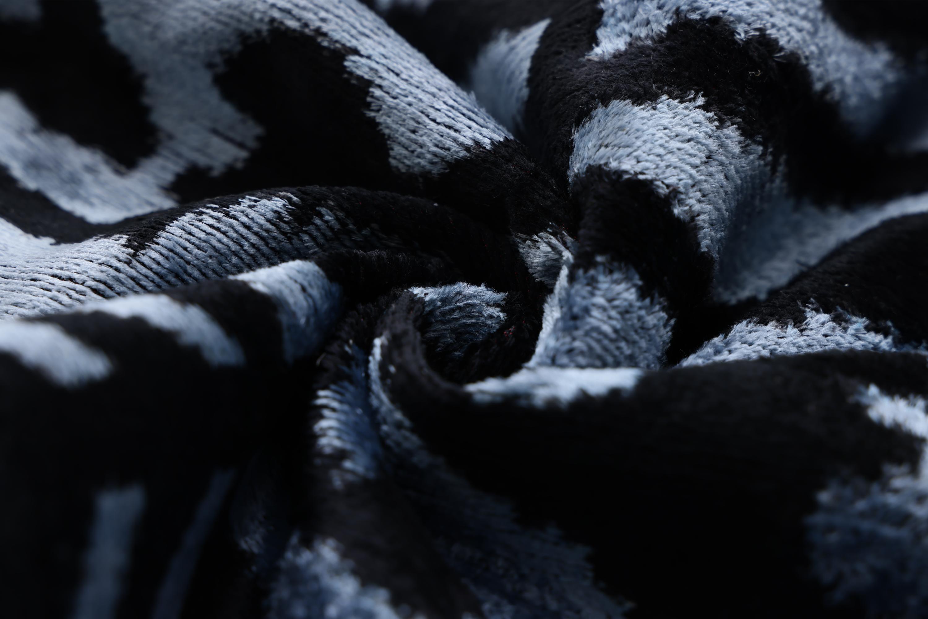 Luxury Blue Black Silk Velvet Throw Pillow 16x16