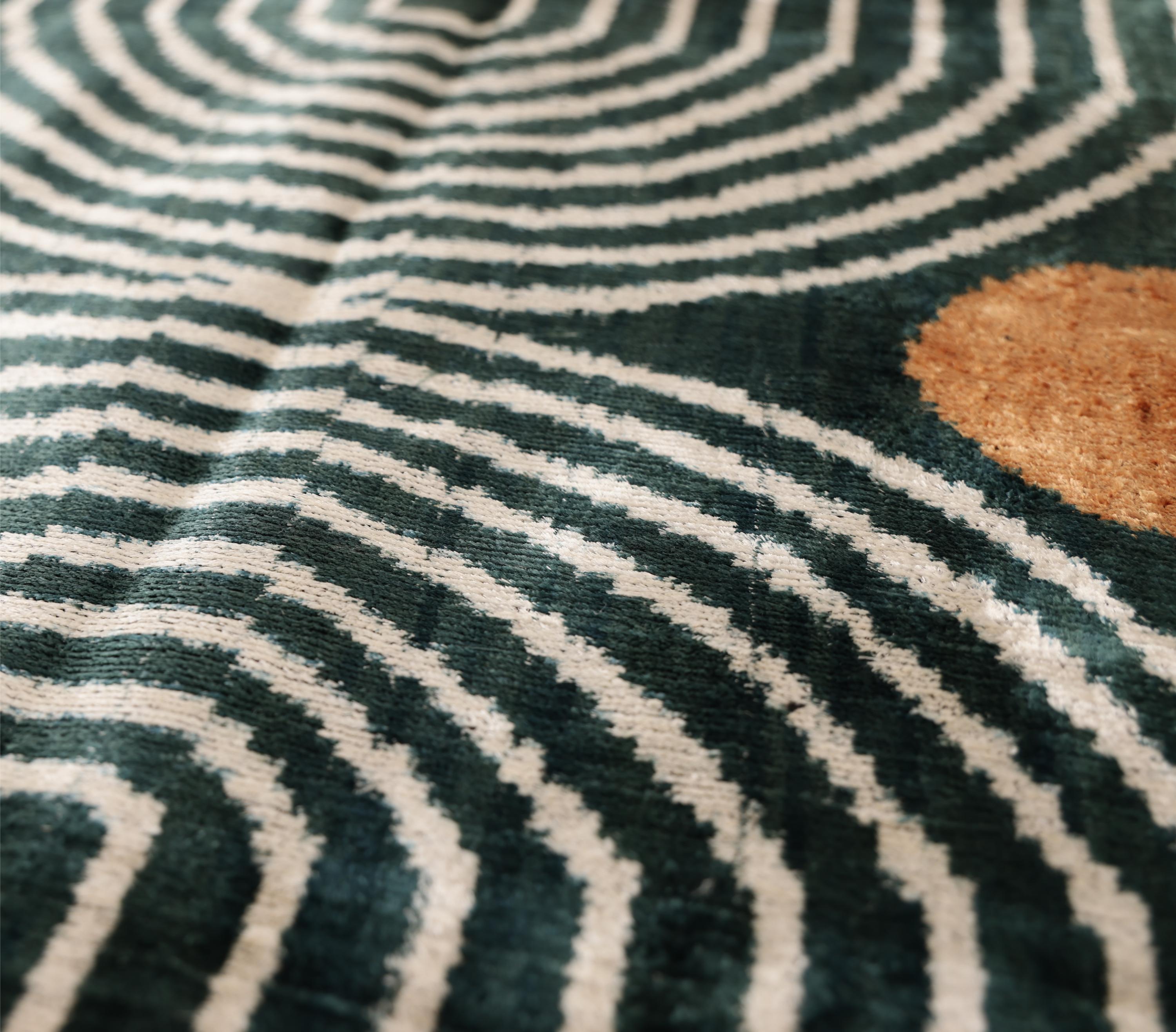 The Emerald Green & Geometric Arch Silk Velvet Pillow - 20" x 20"