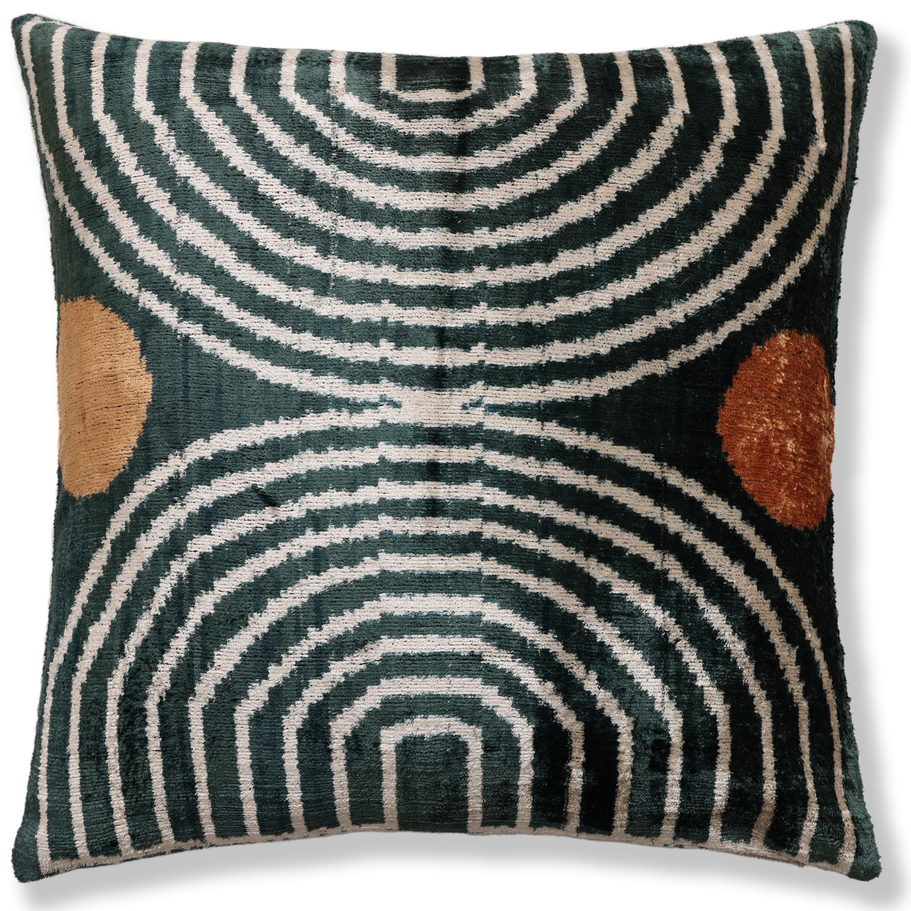 The Emerald Green & Geometric Arch Silk Velvet Pillow - 20" x 20"