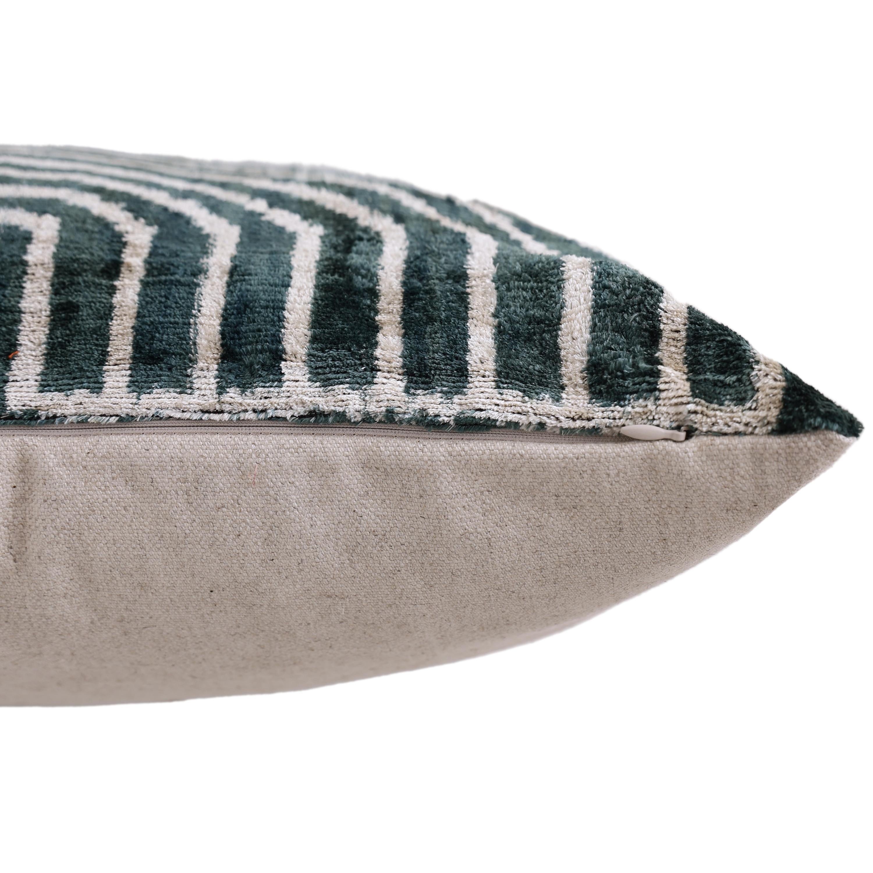 The Emerald Green & Geometric Arch Silk Velvet Pillow - 20" x 20"