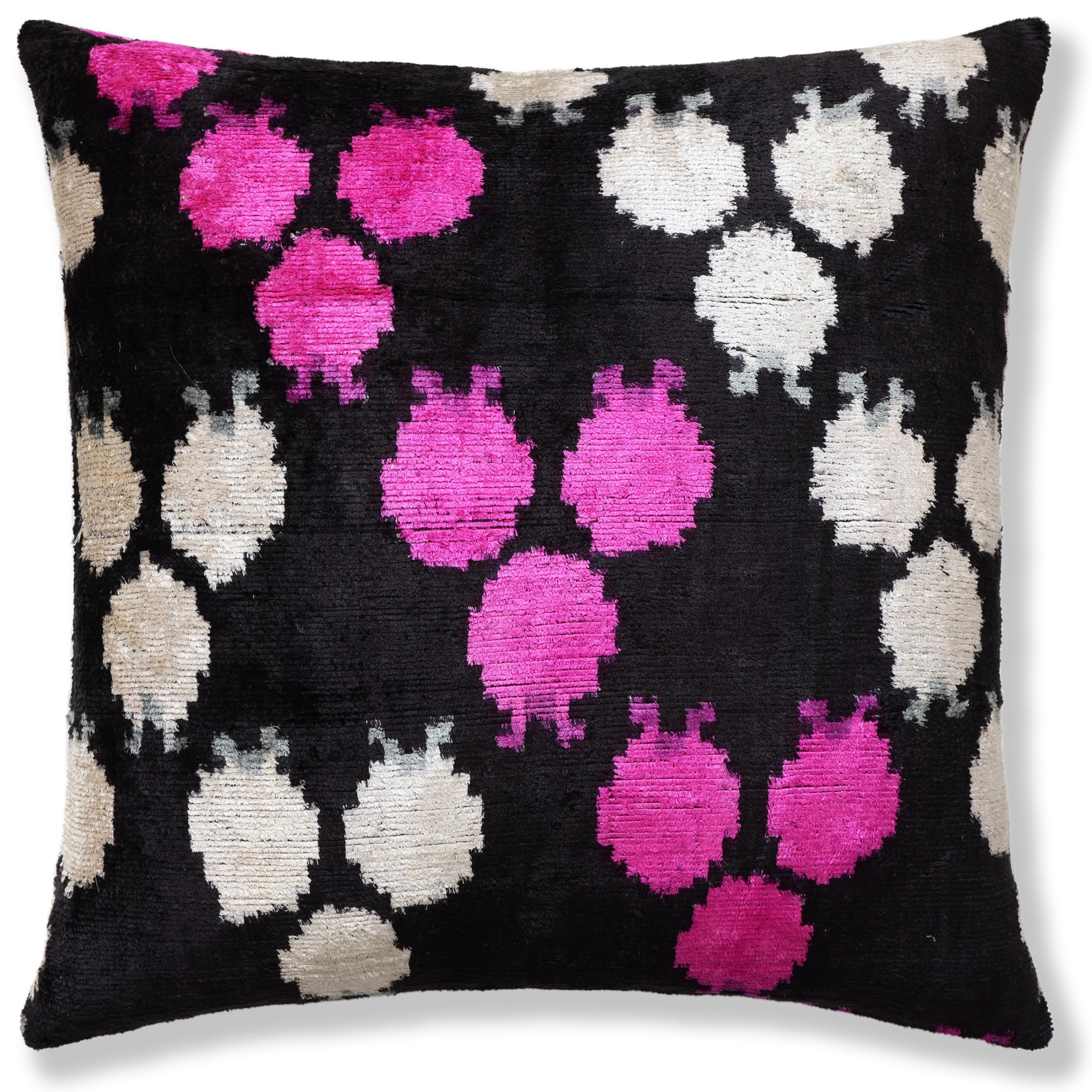 The Midnight & Magenta Ikat Silk Velvet Pillow - 20" x 20"