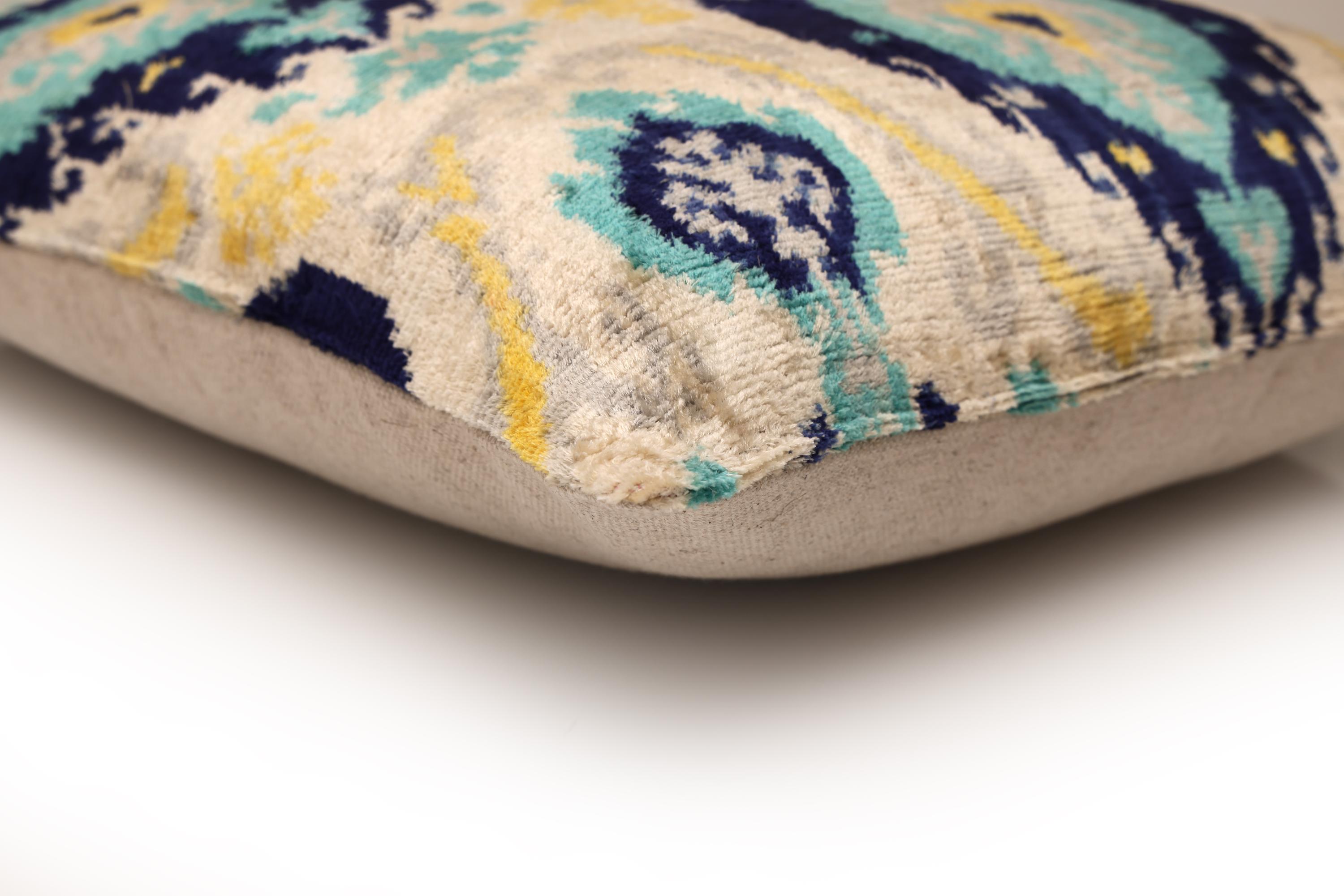 The Azure & Gold Medallion Silk Velvet Pillow - 20" x 20"