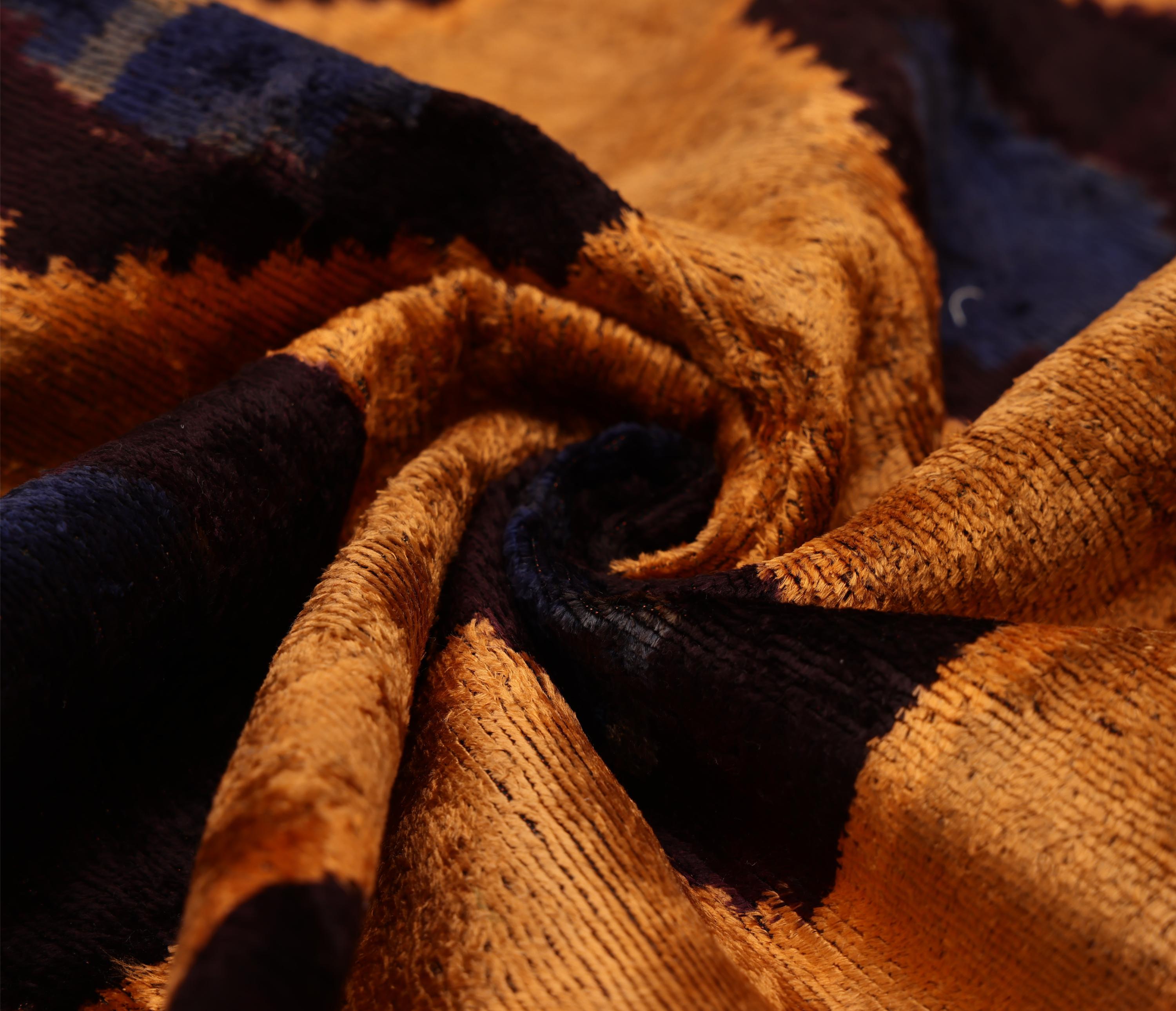 Luxury Handwoven Silk Velvet Ikat Throw Pillow 20x20 Inch | Organic Vegetable Dyed