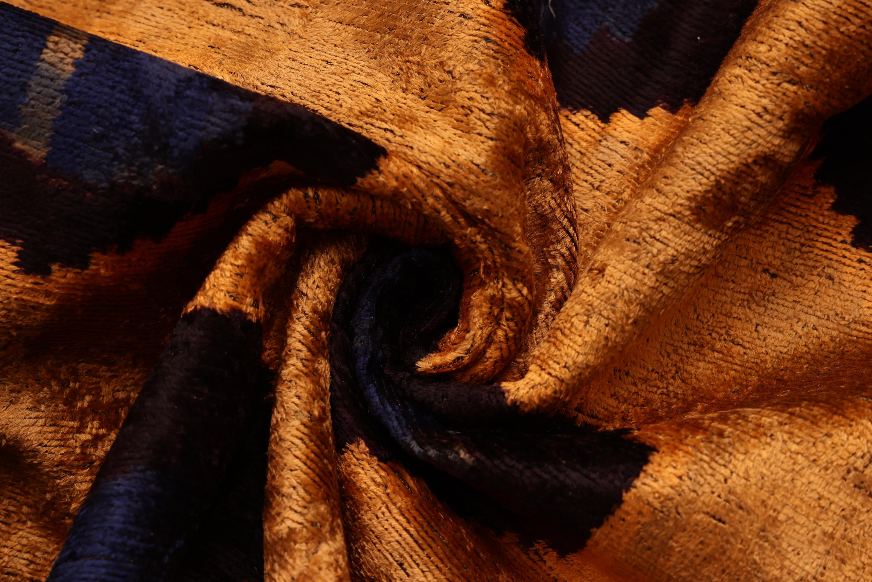 Luxury Handwoven Silk Velvet Ikat Throw Pillow 20x20 Inch | Organic Vegetable Dyed