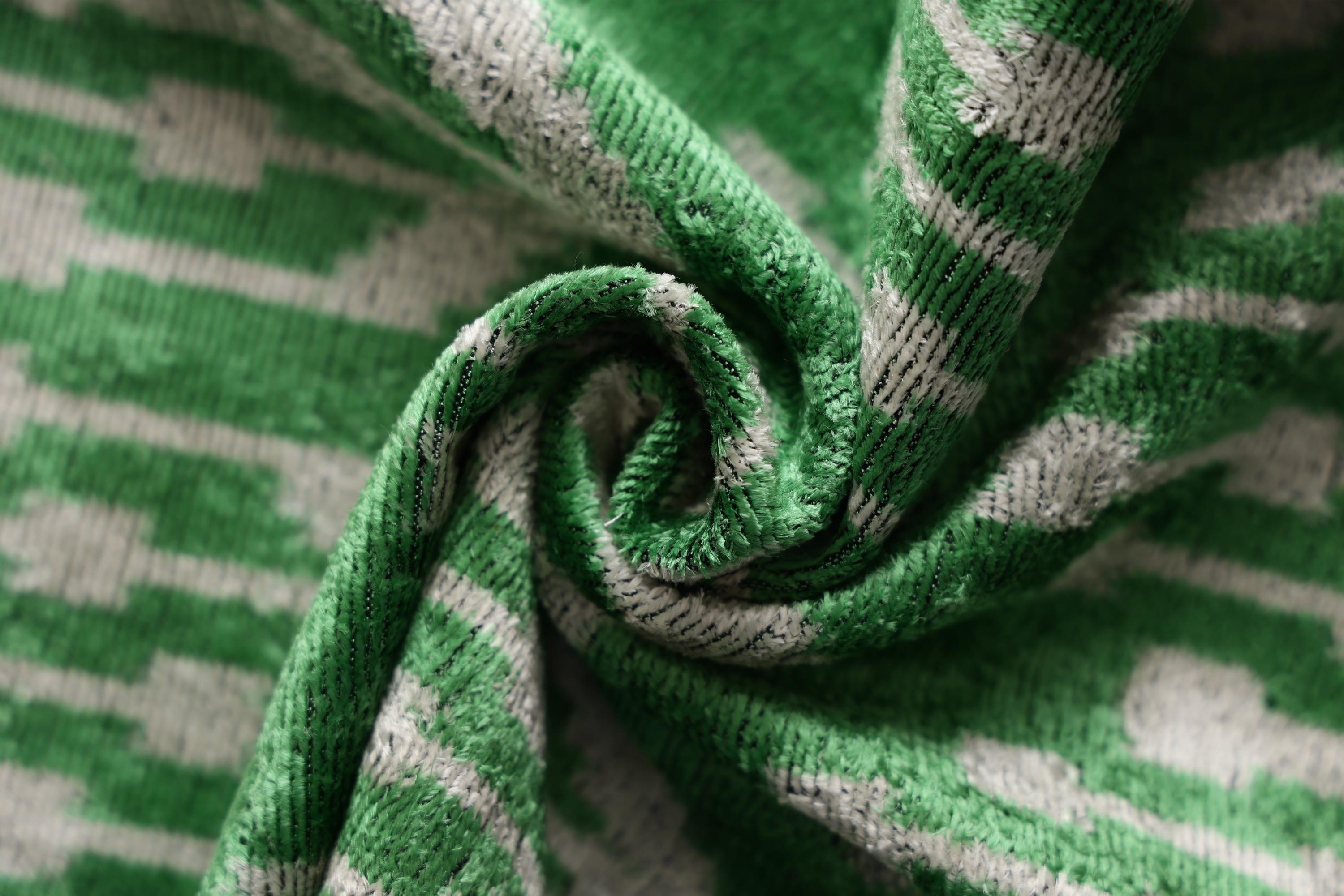 Handwoven Green Ikat Silk Velvet Pillow 20x20 Inch | Luxury Organic Decorative Throw Pillow