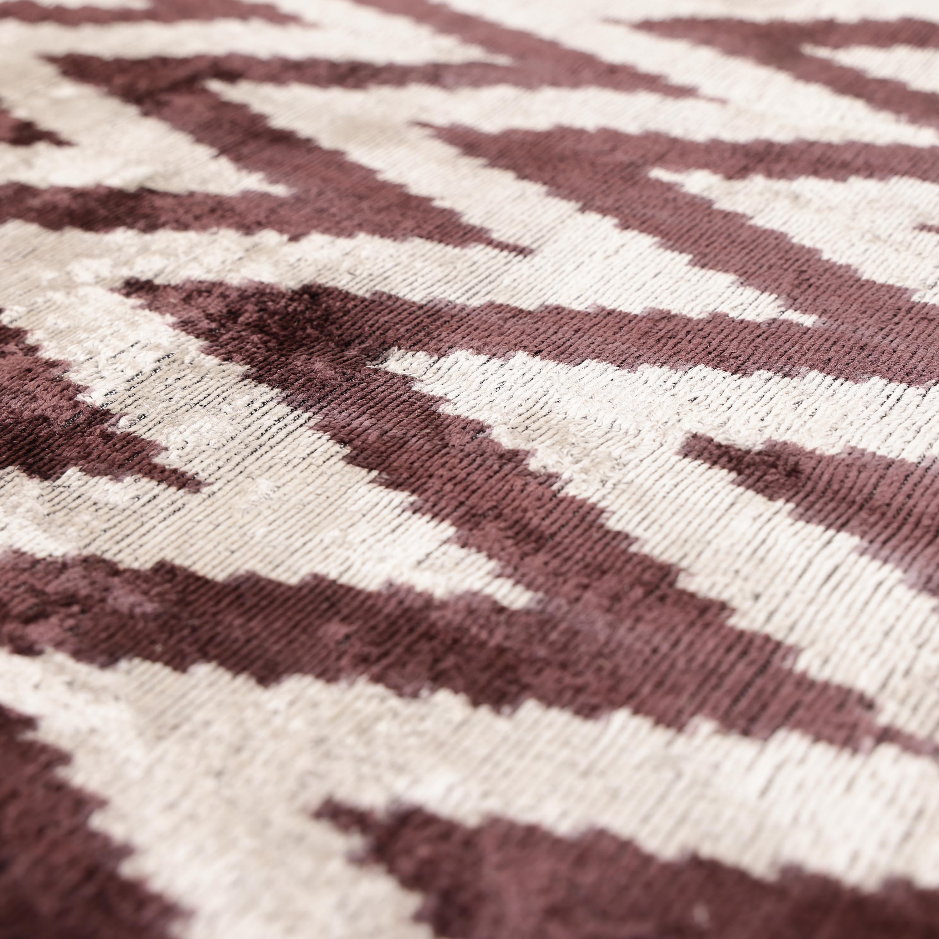 Deep Wine & Silver Chevron Velvet Pillow - 20" x 20"