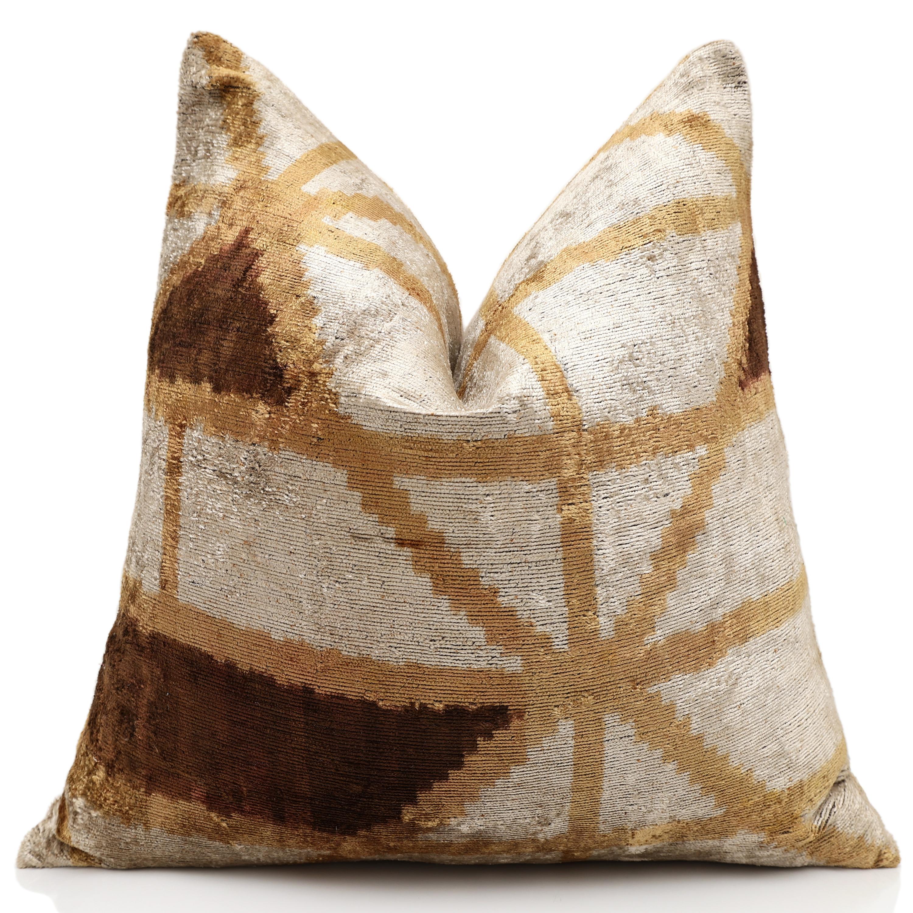 The Artisan Geometric Silk Velvet Pillow - Bronze & Gold 20x20 in