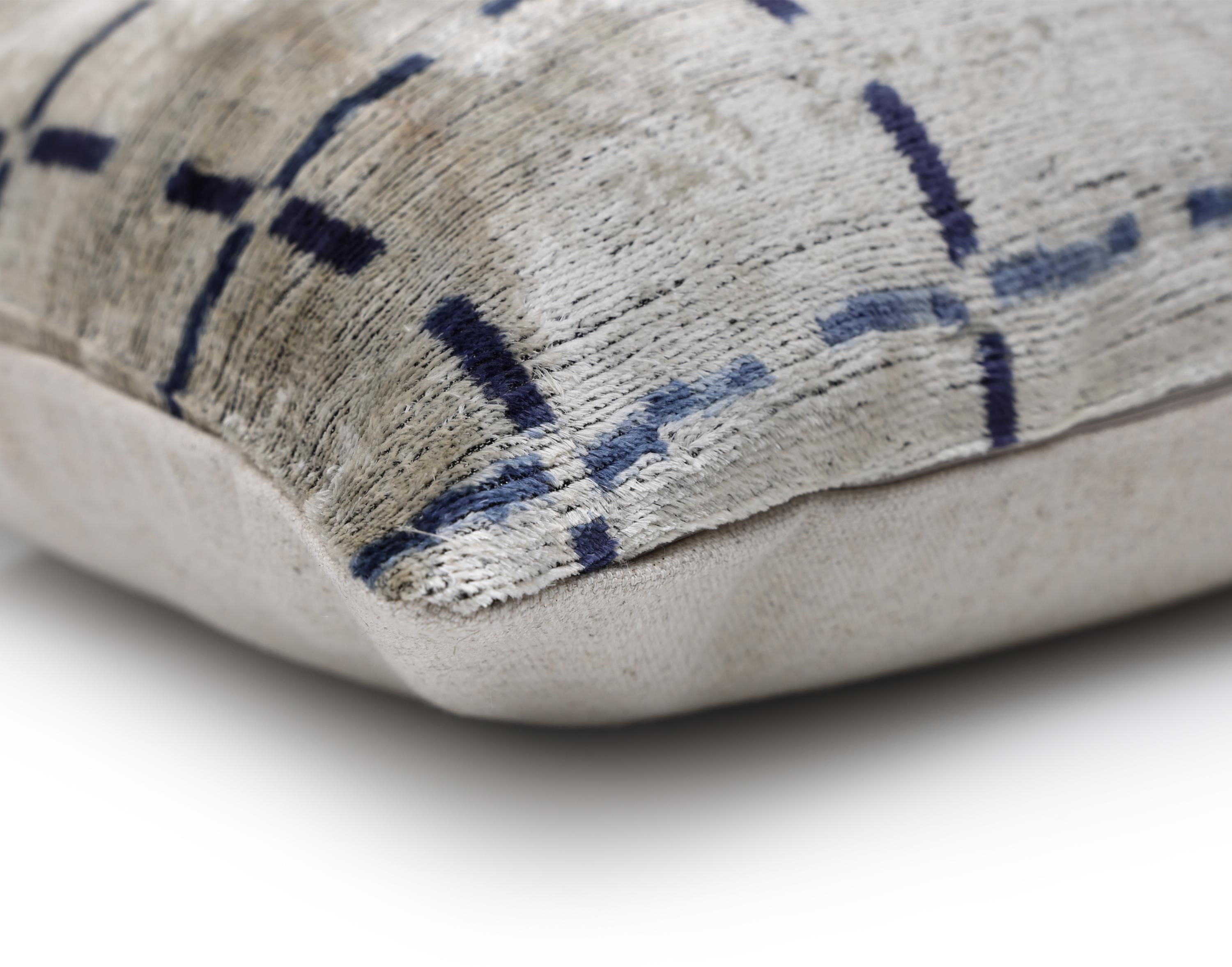 Handwoven Silk Velvet Grid Pillow 20x20 Inch | Organic Modern Luxury Accent Cushion