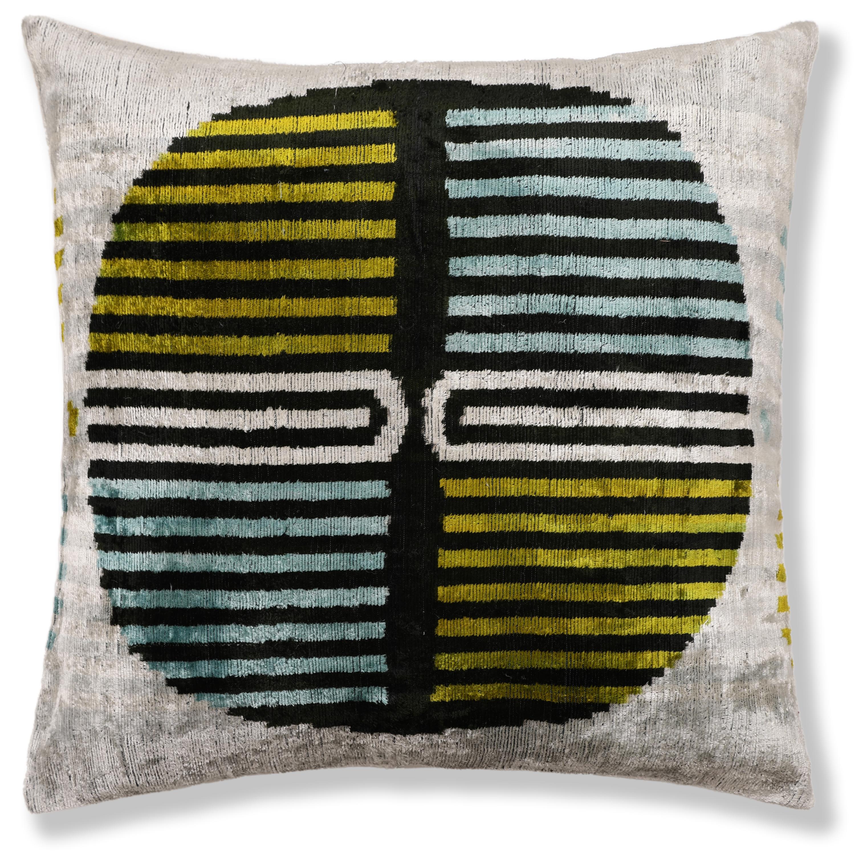 Handmade Geometric Silk Velvet Lumbar Pillow 20x20 Inch