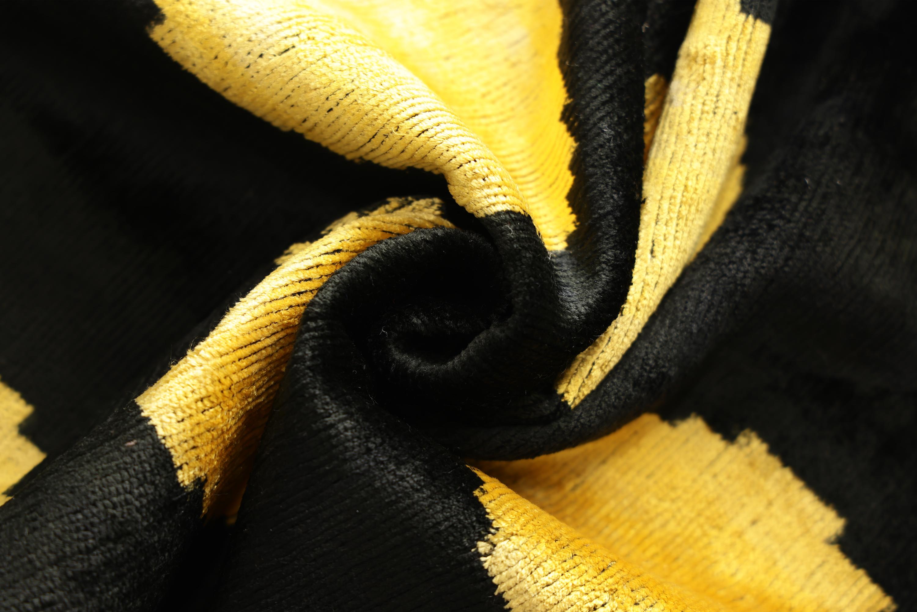Luxury Black & Gold Silk Velvet Pillow 20x20 Inch | Handmade