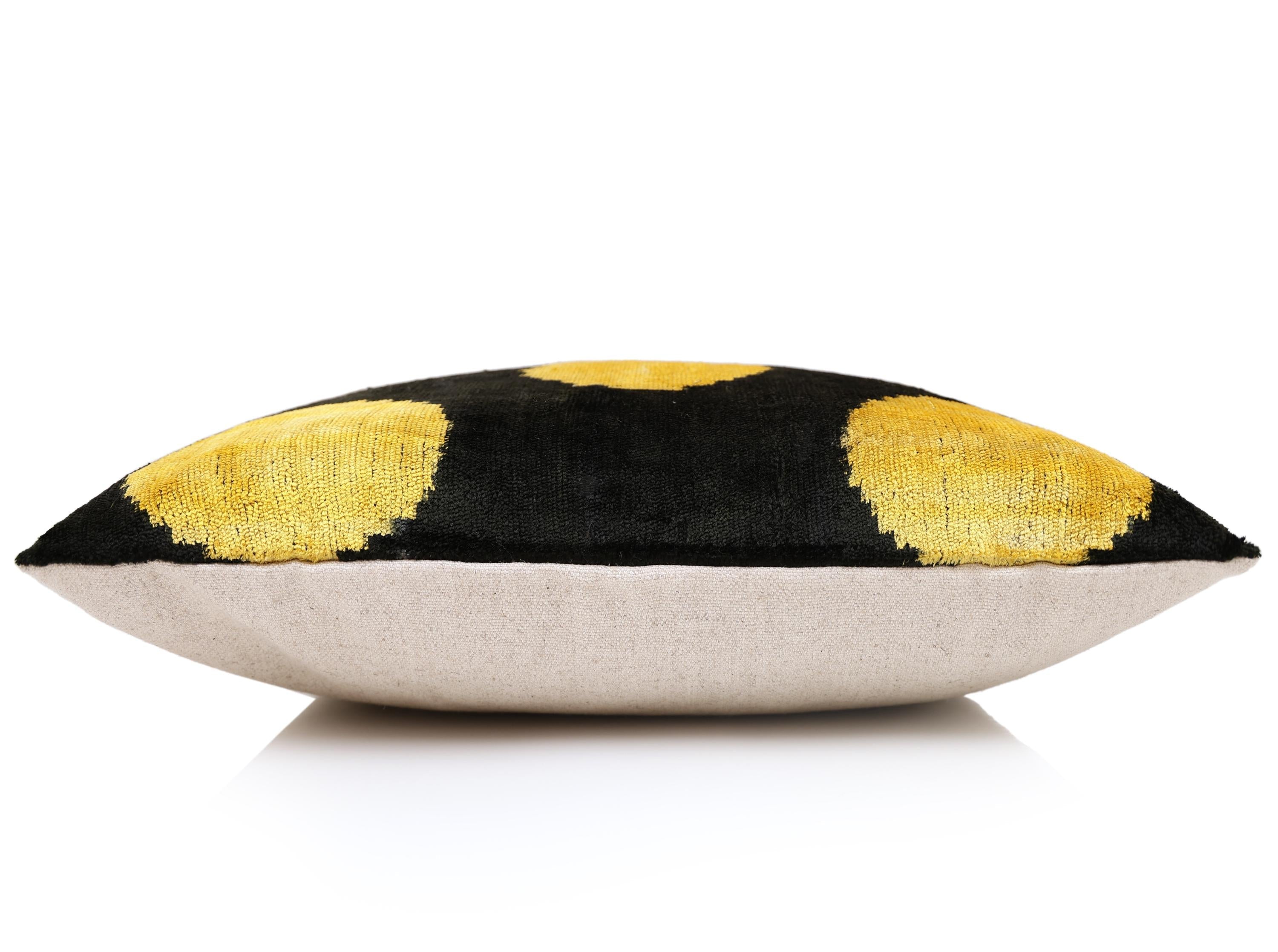 Luxury Black & Gold Silk Velvet Pillow 20x20 Inch | Handmade