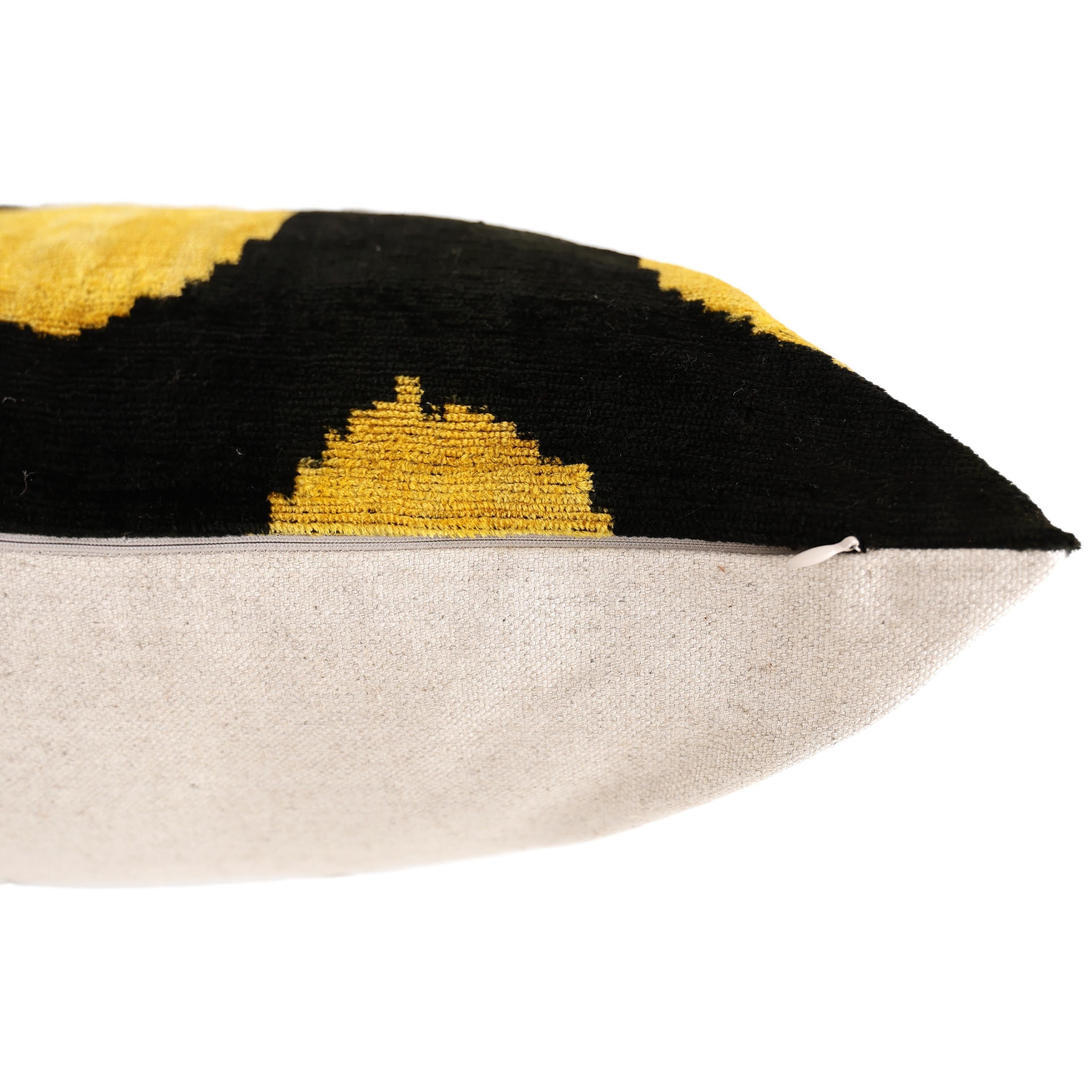 Luxury Black & Gold Silk Velvet Pillow 20x20 Inch | Handmade