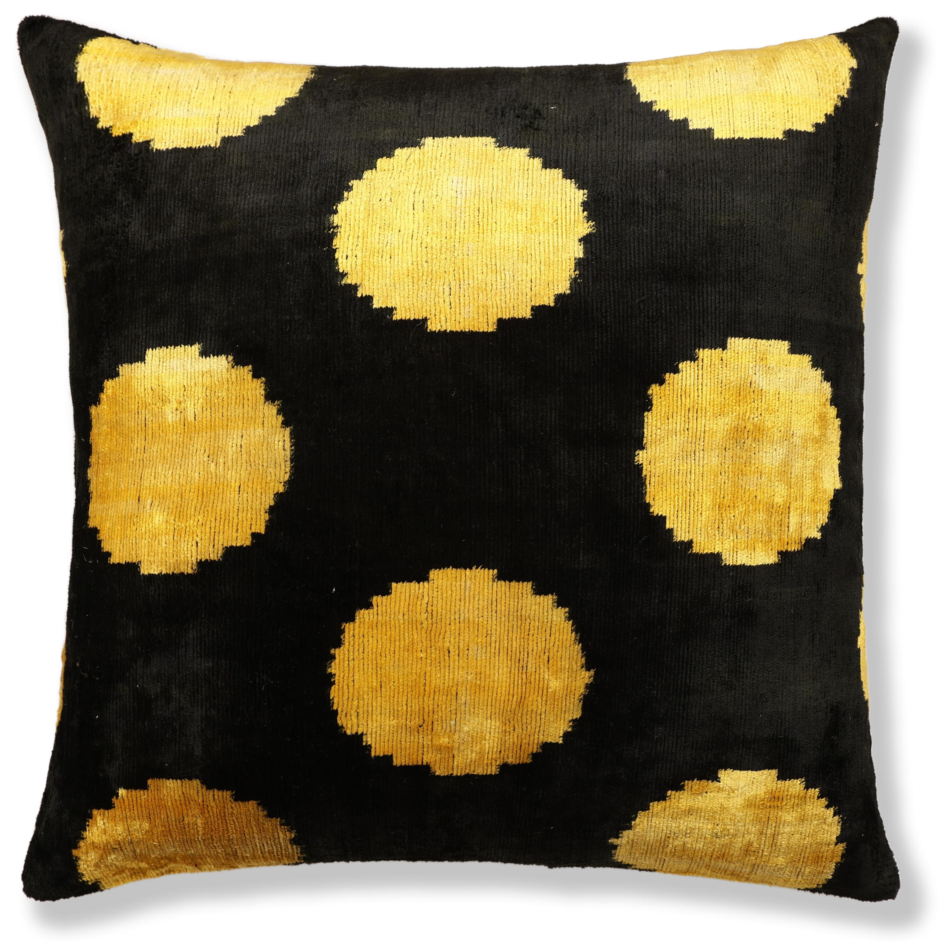 Luxury Black & Gold Silk Velvet Pillow 20x20 Inch | Handmade