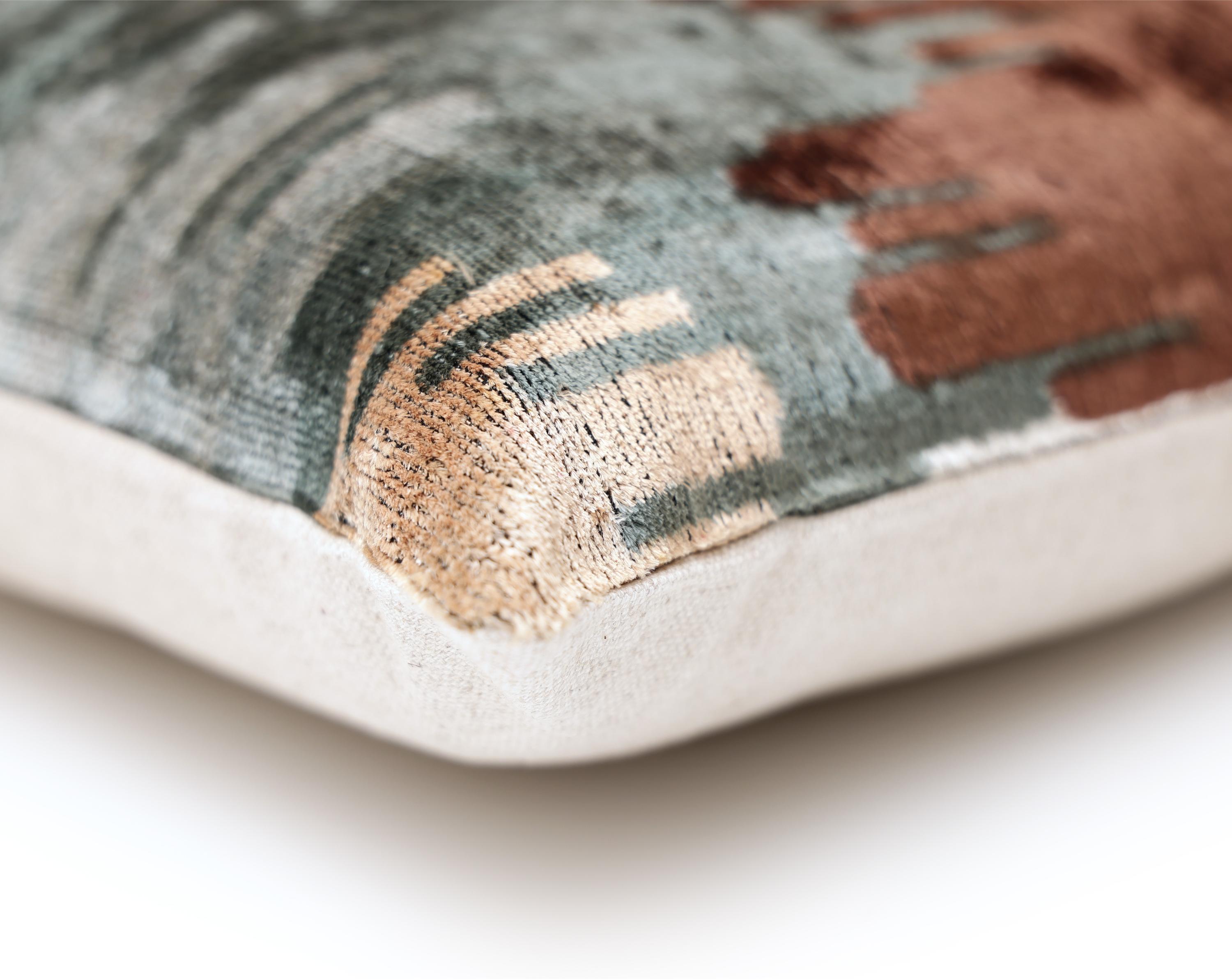 Handmade Organic Silk Velvet Pillow 20x20 | Earthy Modern Design