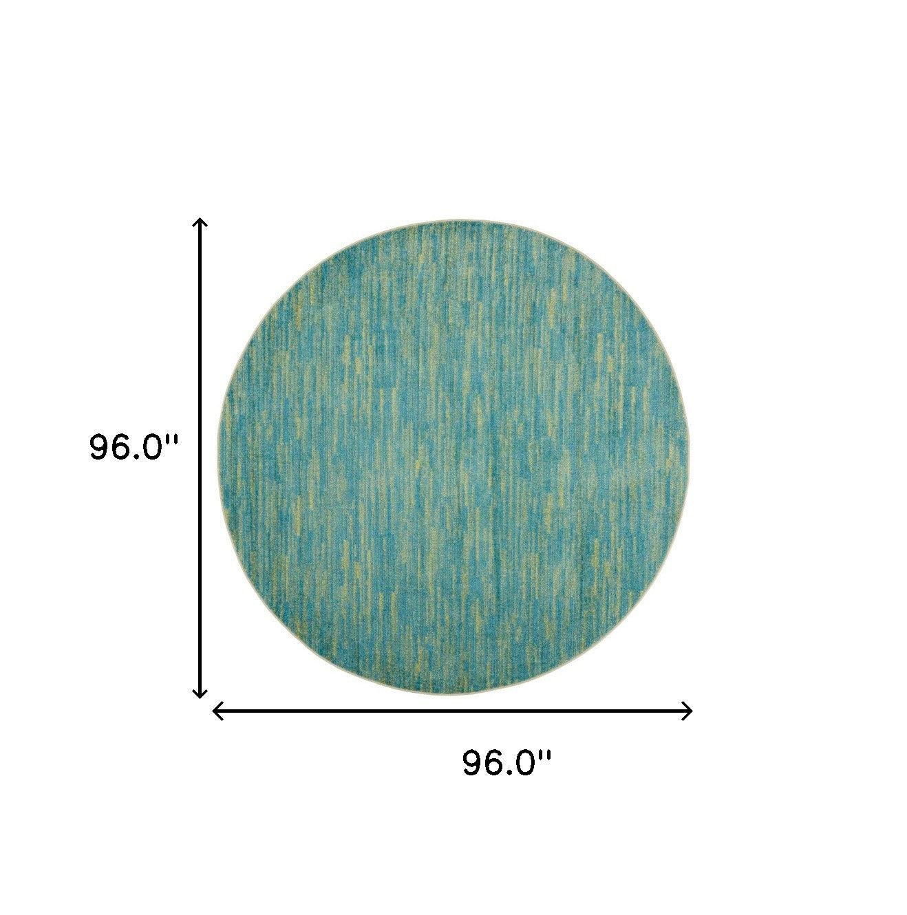 8' X 8' Blue And Green Round Striped Non Skid Indoor Outdoor Area Rug-5