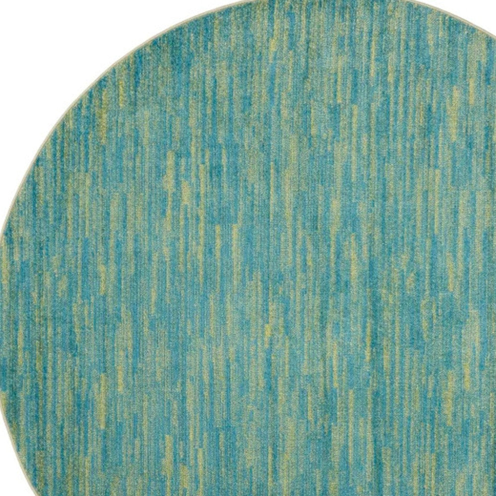 8' X 8' Blue And Green Round Striped Non Skid Indoor Outdoor Area Rug-4