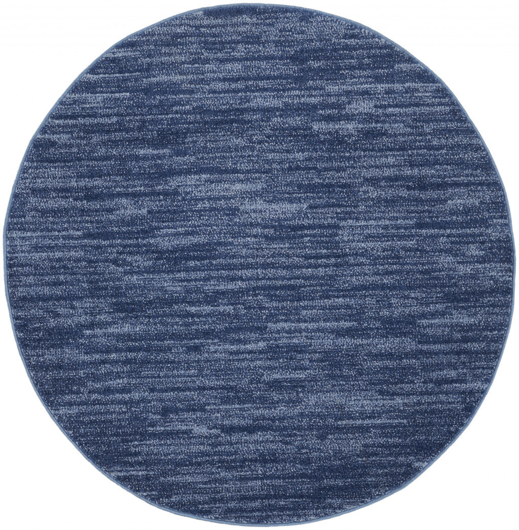 4' Blue Round Non Skid Indoor Outdoor Area Rug-1