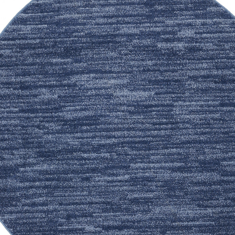 4' Blue Round Non Skid Indoor Outdoor Area Rug-5