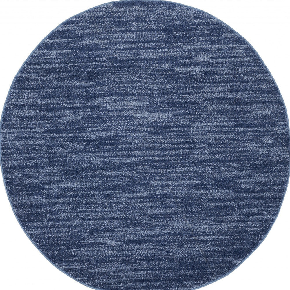 4' Blue Round Non Skid Indoor Outdoor Area Rug-3