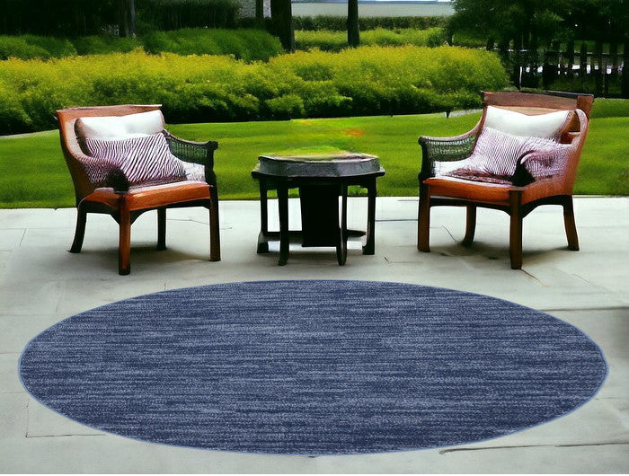 4' Blue Round Non Skid Indoor Outdoor Area Rug-0