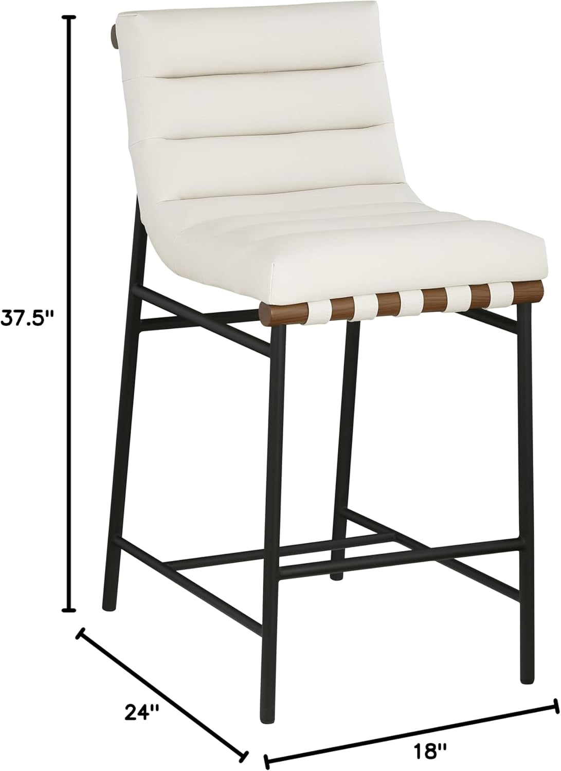 Burke 813Cream Contemporary Counter Stool Cream Matte Black Frame