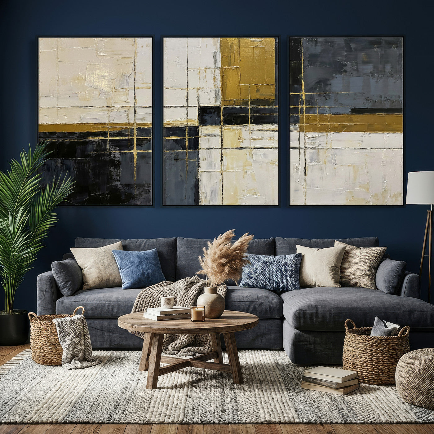 Abstract Gold and Black Wall Art Canvas Print – Modern