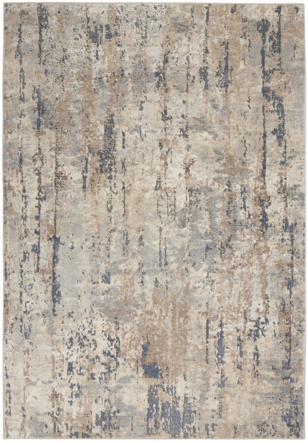 5' X 7' Beige And Grey Abstract Power Loom Non Skid Area Rug-0