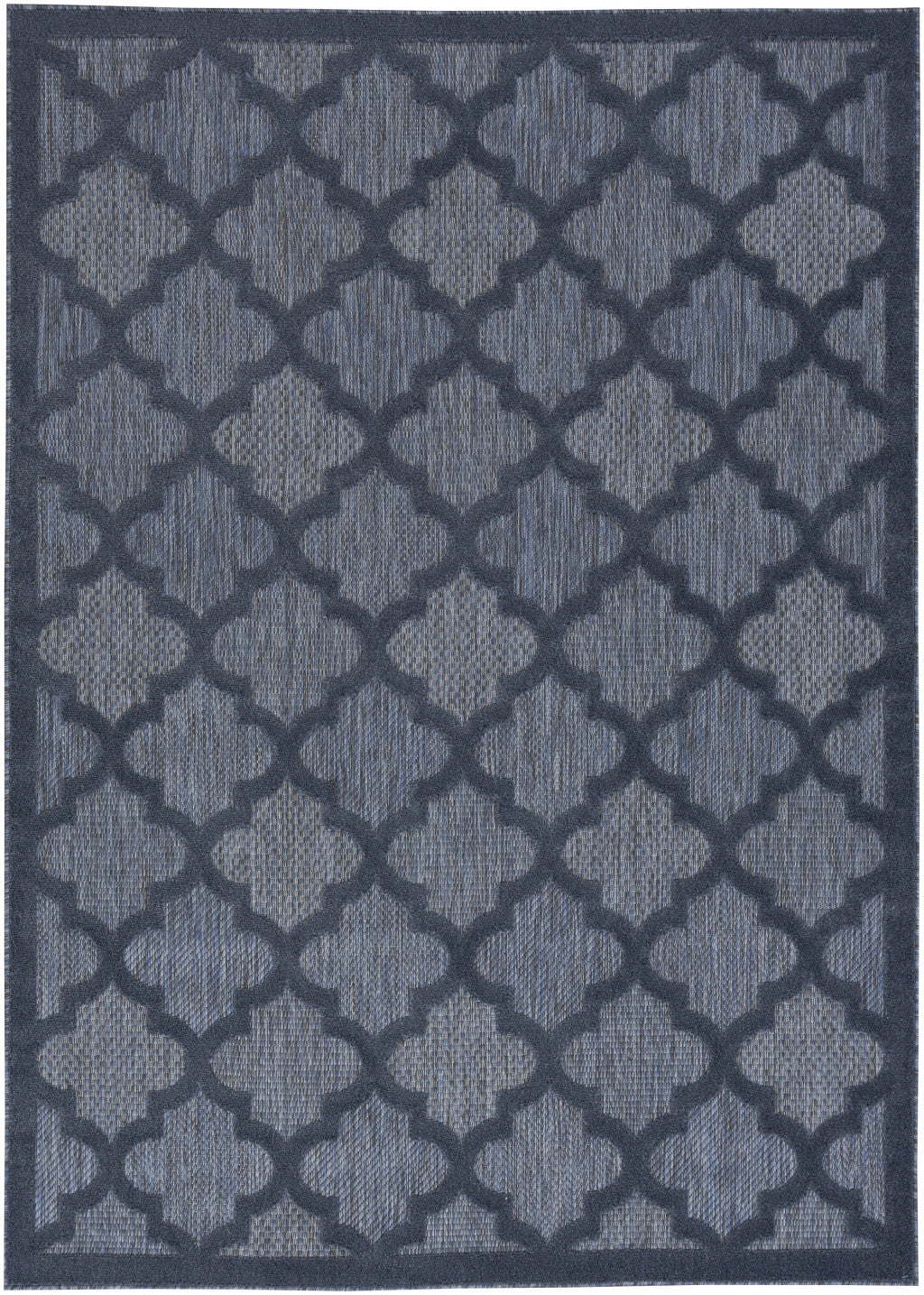 5' X 7' Navy Blue Ikat Indoor Outdoor Area Rug-0