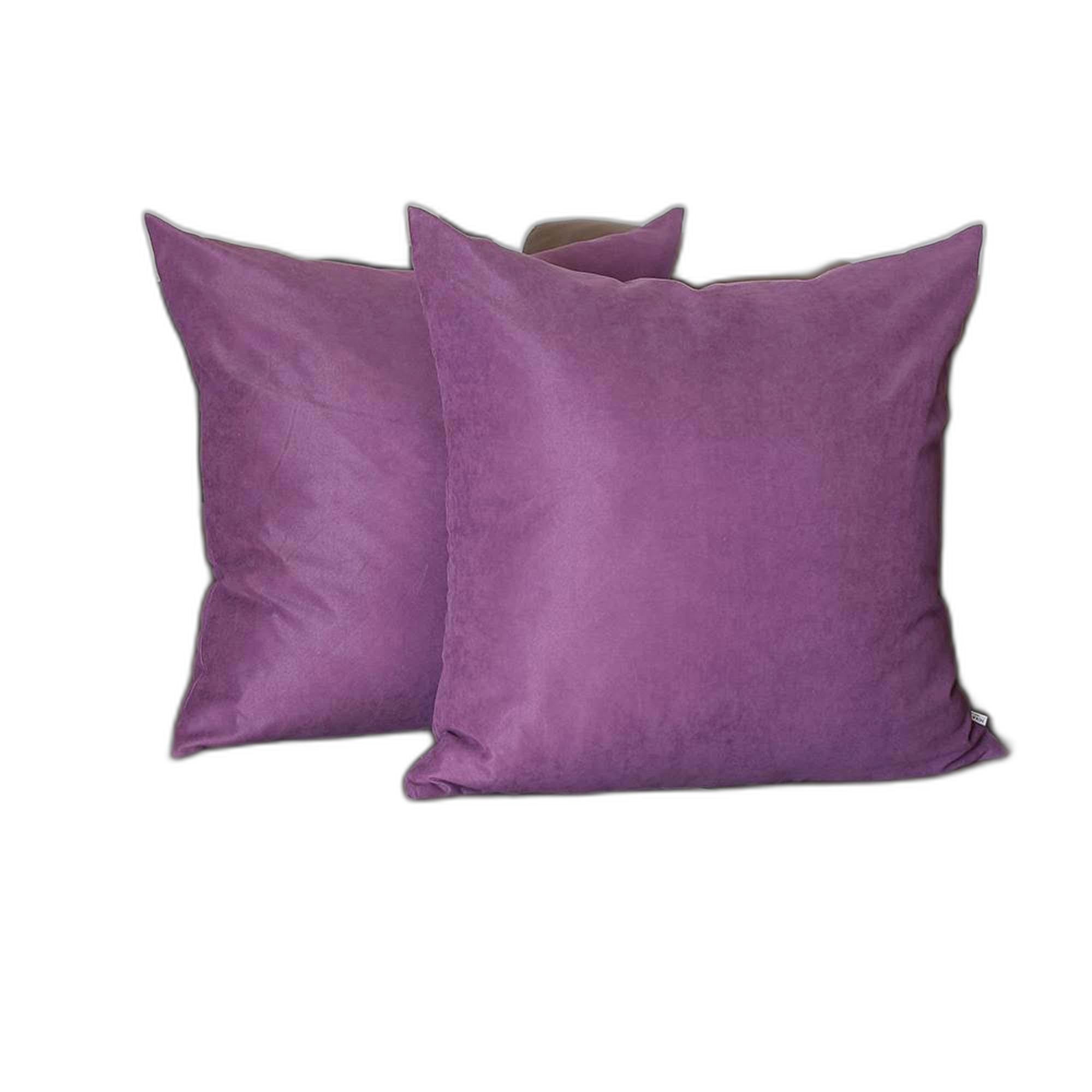 Set Of Two 22" X 22" Purple Polyester Zippered Pillow Cover-1