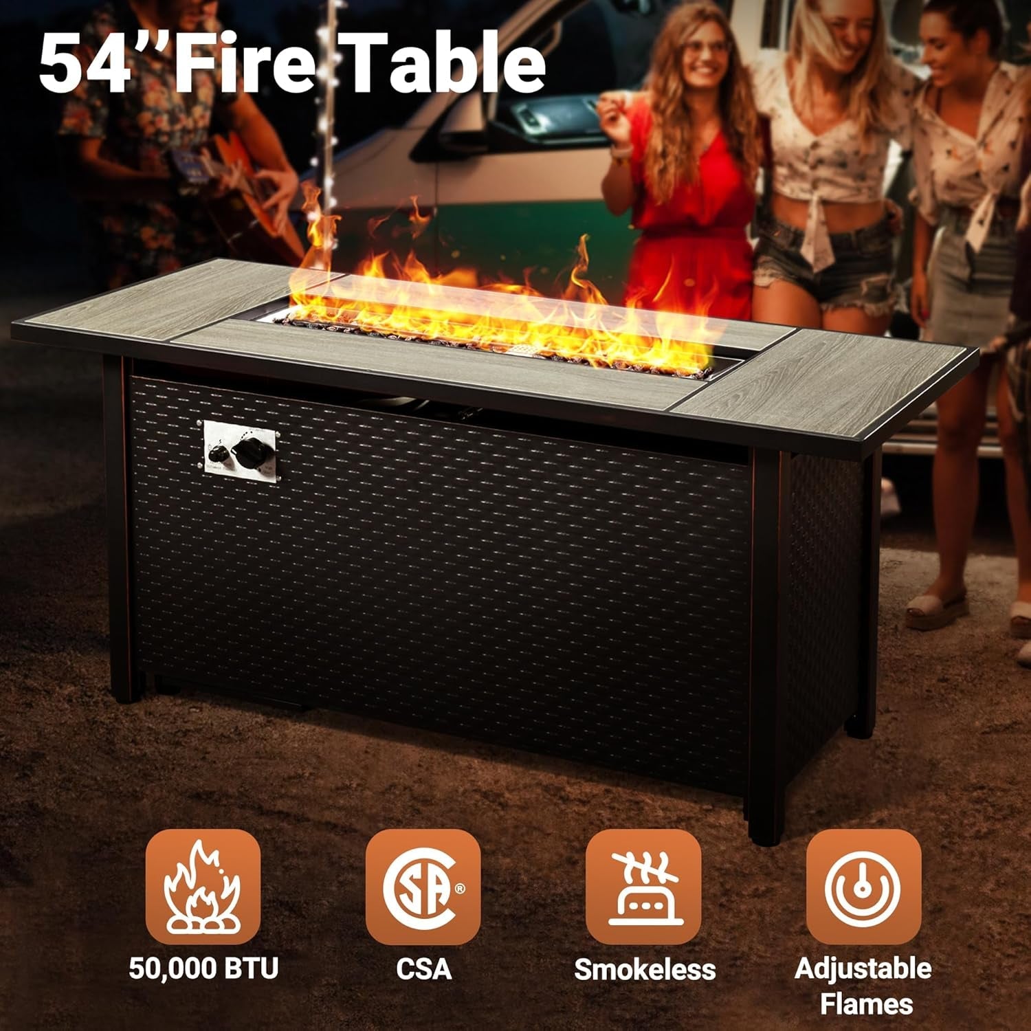 10 Piece Outdoor Patio Furniture Set with Fire Pit