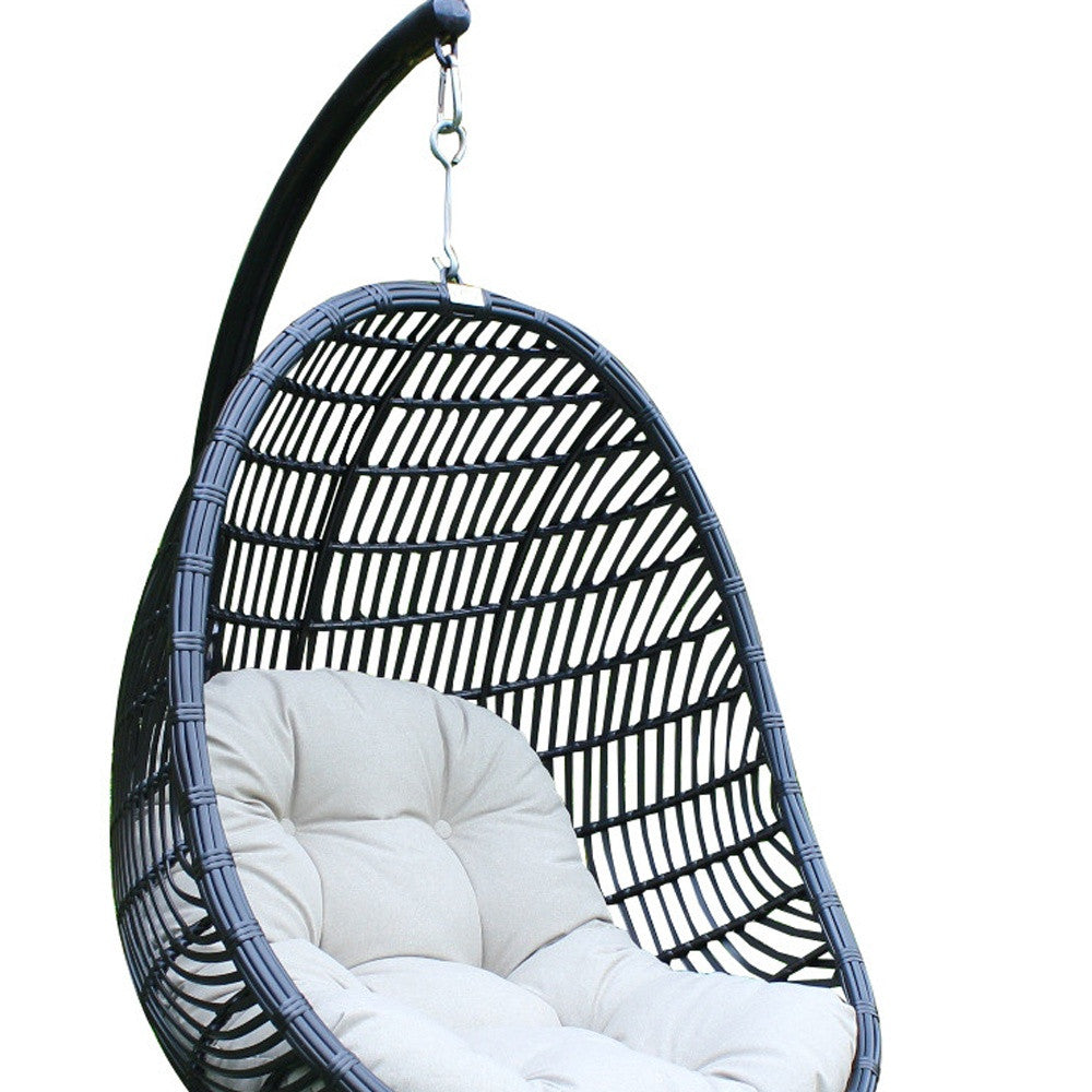 43" Beige Aluminum Outdoor Swing Chair with Beige Cushion-4