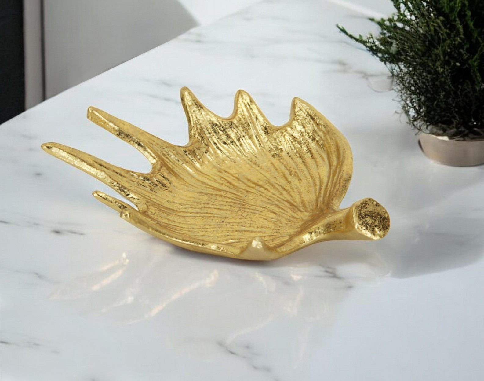 10" Gold Antler Cast Iron Vanity Tray-0