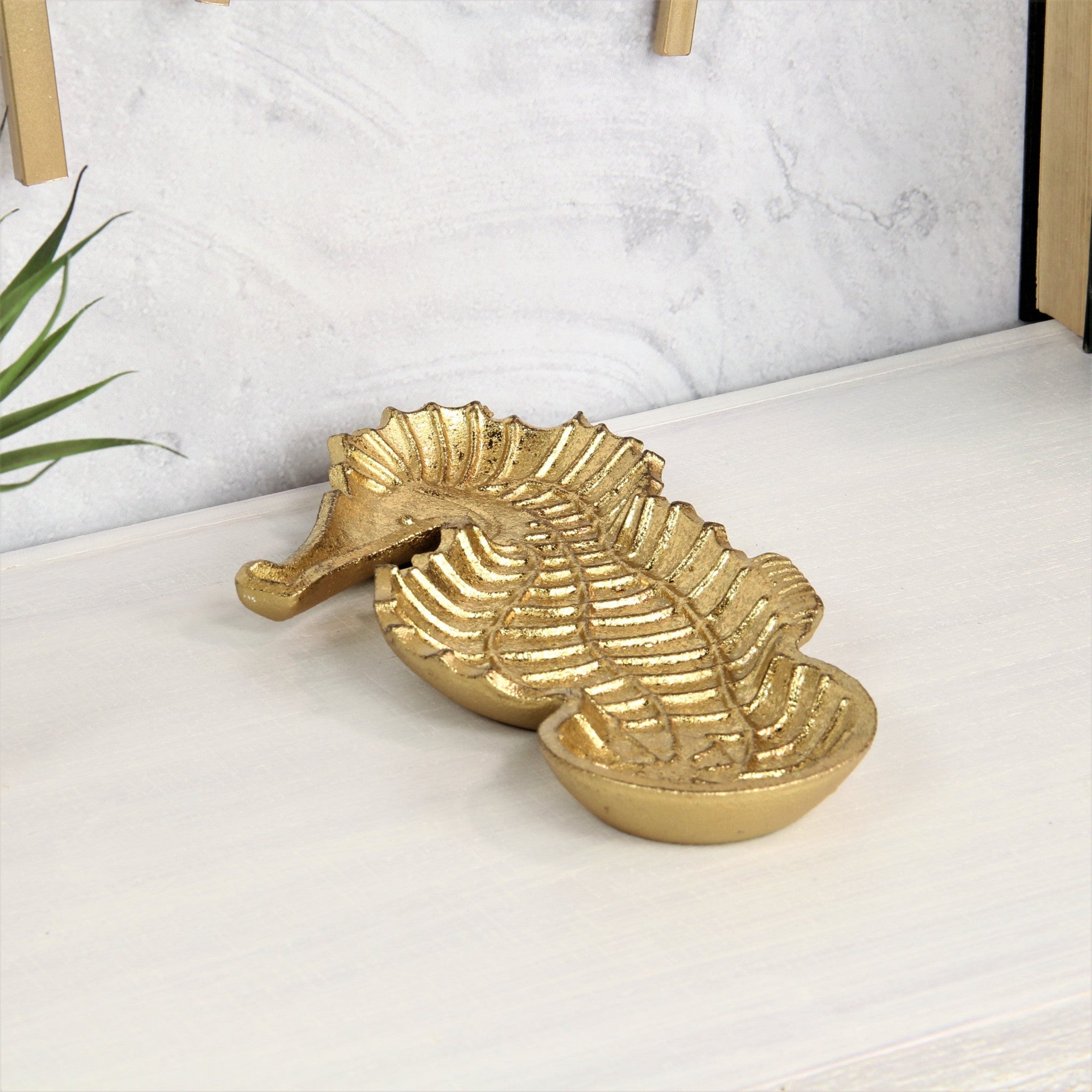 10" Gold Sea Horse Cast Iron Vanity Tray-8